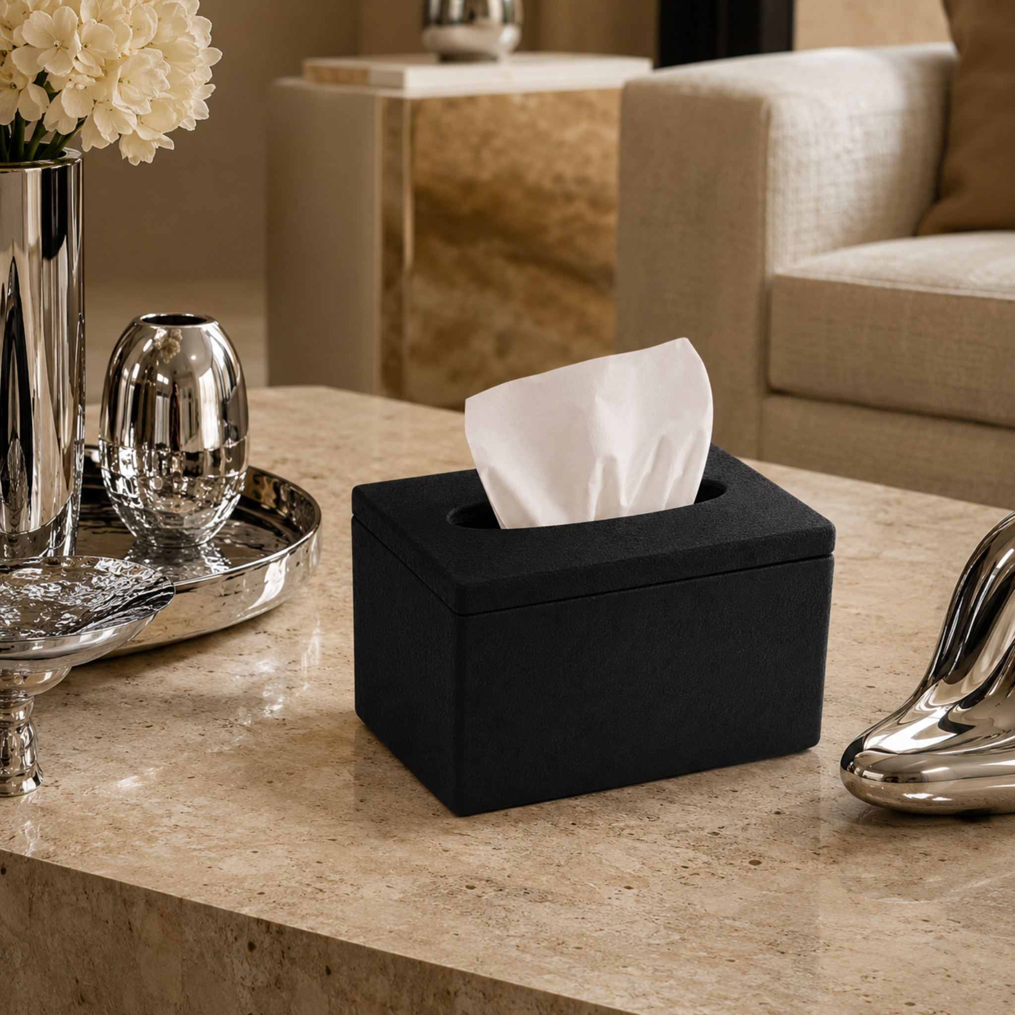 Porte-Papier Noir Mat Design Minimaliste Tunisie | Fiolla Home