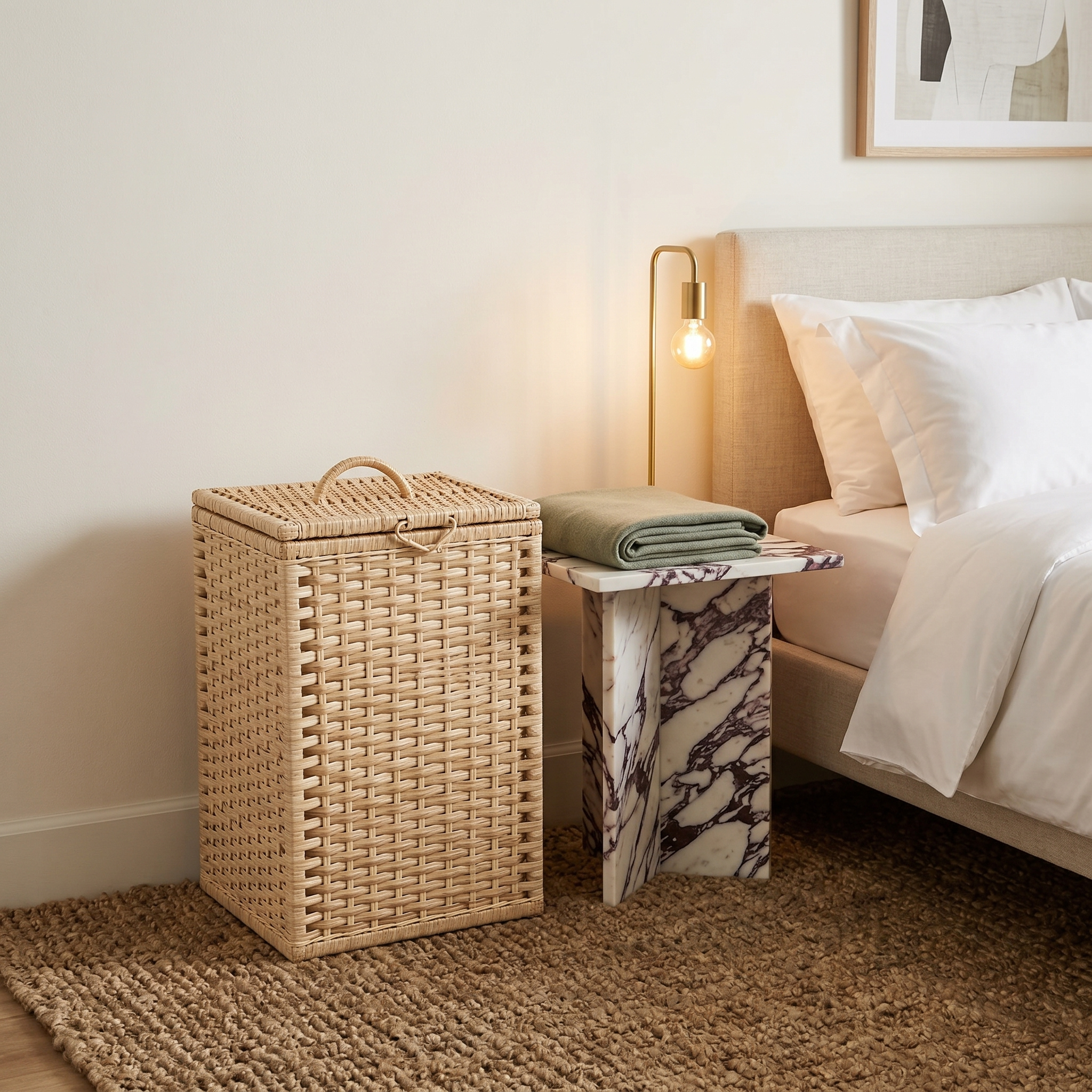 Panier à Linge Rotin Tunisie | Coffre Tressé avec Couvercle | Fiolla Home