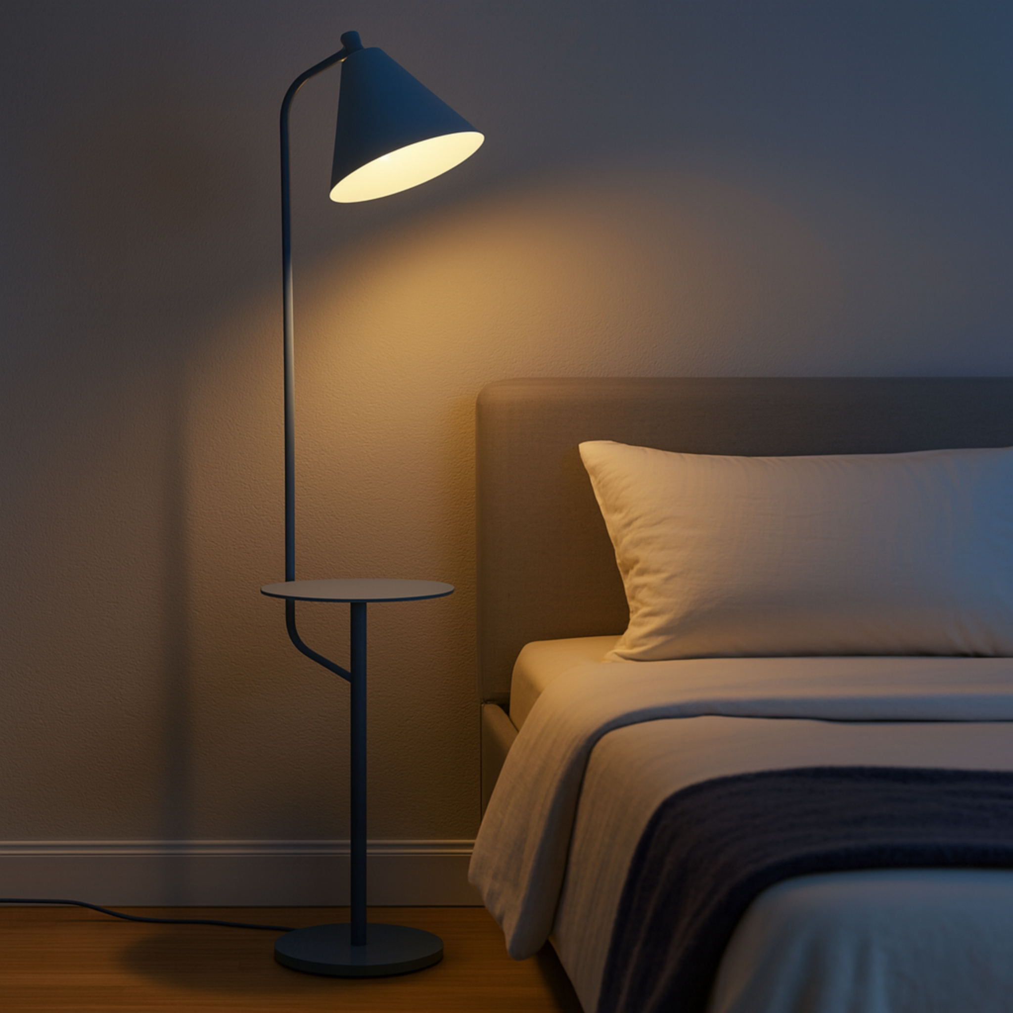Lampadaire LED Moderne avec Table Intégrée – Design Scandinave