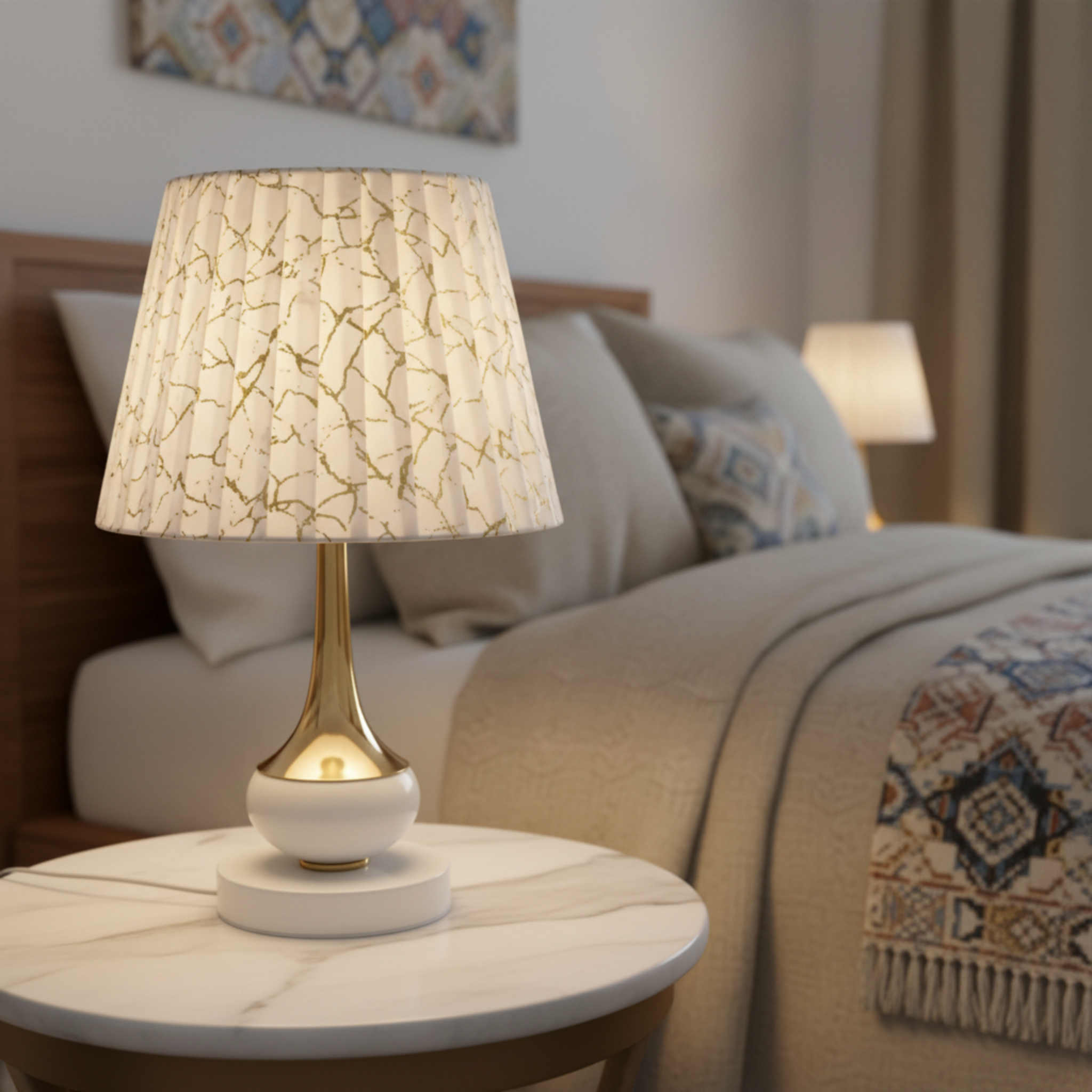 Lampe de Chevet Dorée Effet Marbre | Fiolla Home Tunisie