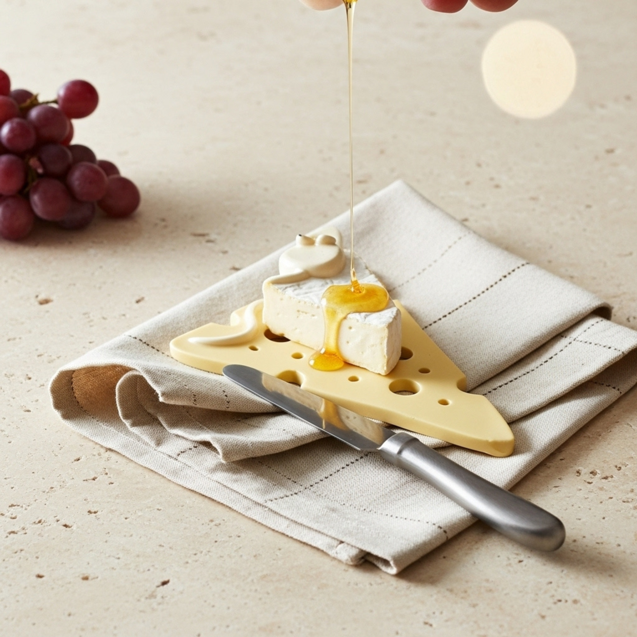 Assiette à Fromage « Souris & Emmental » – Céramique Fun