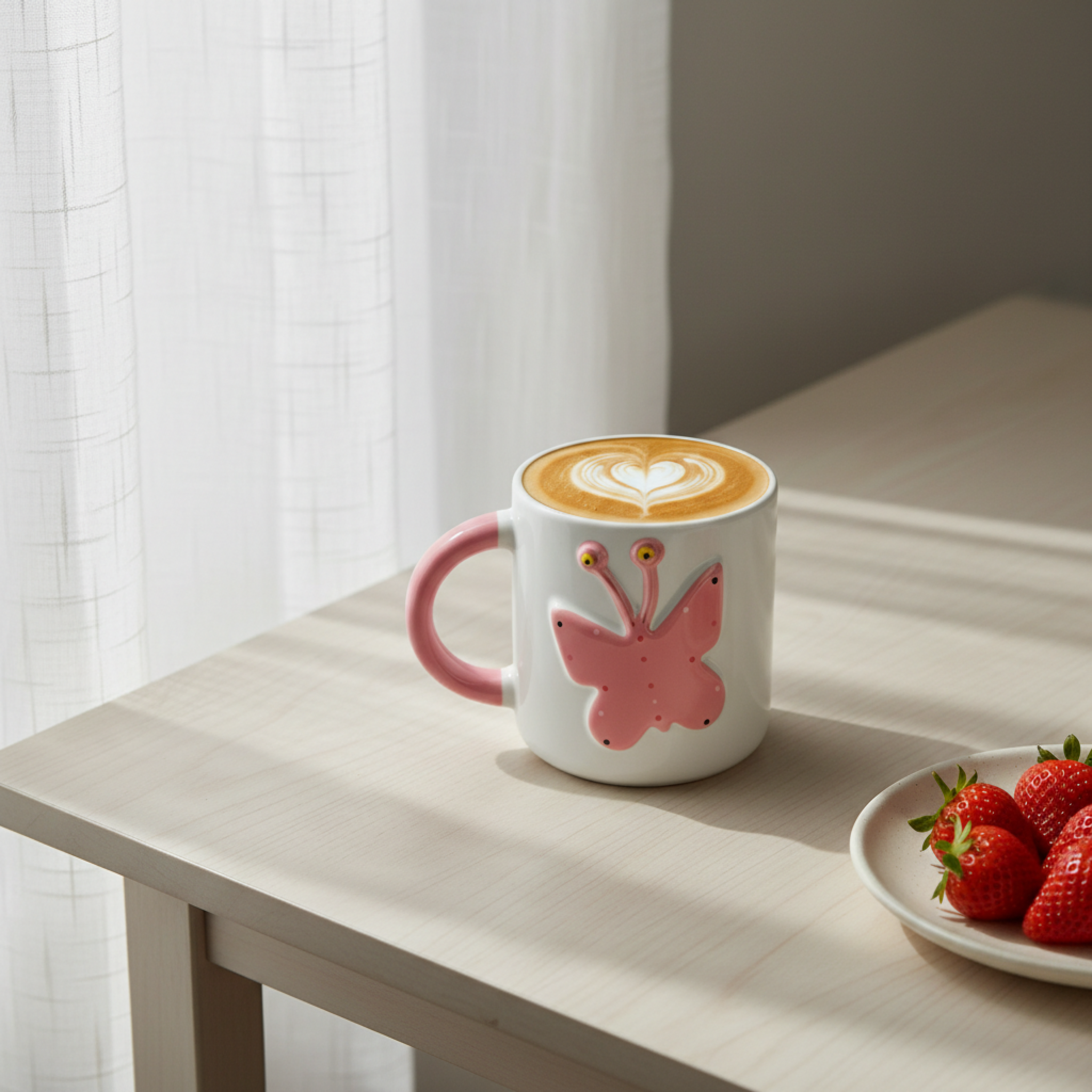 Mug Papillon Rose en Relief – Tasse en Céramique Design & Ludique
