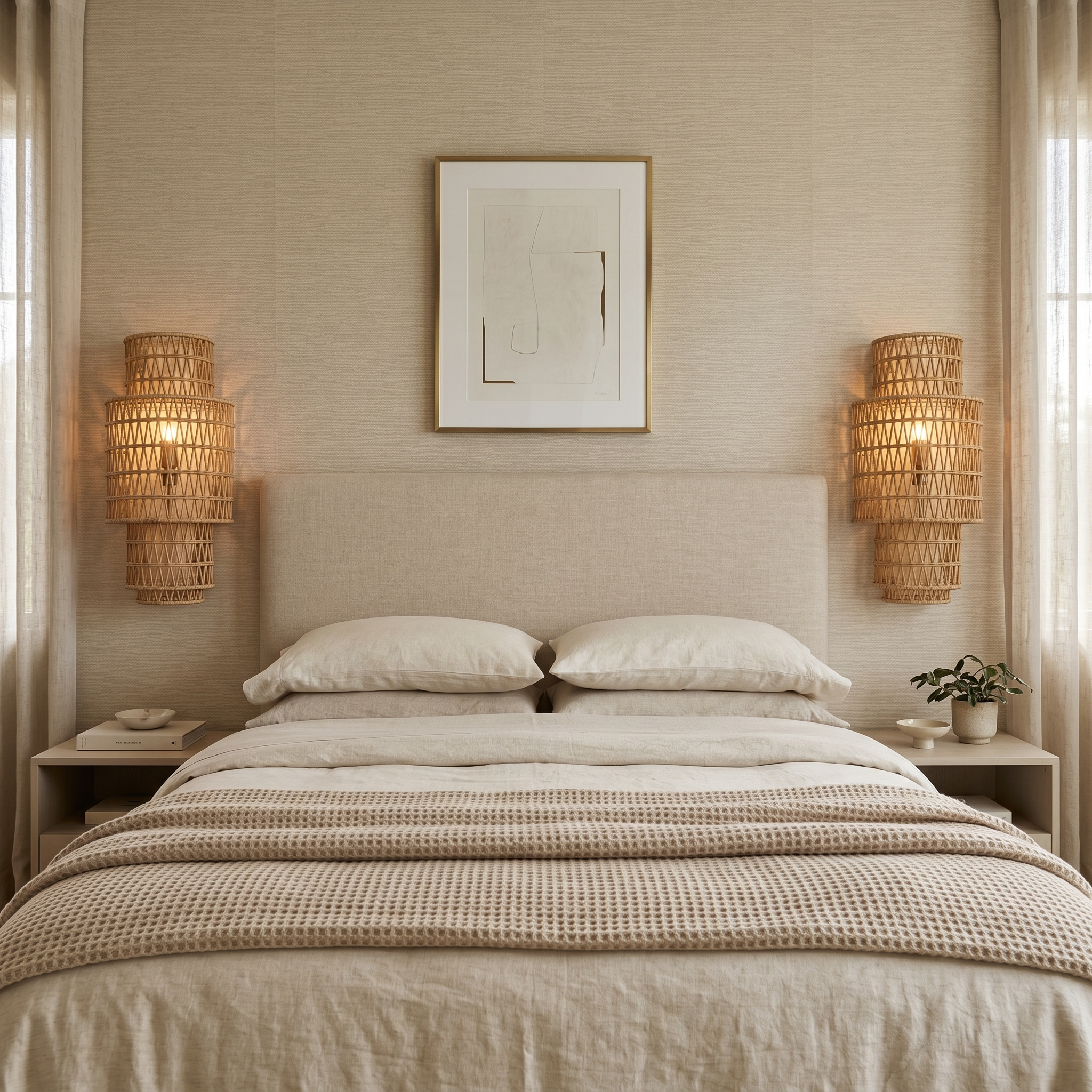 Applique Murale Palmier Tunisie | Lampe Tressée Bohème | Fiolla Home