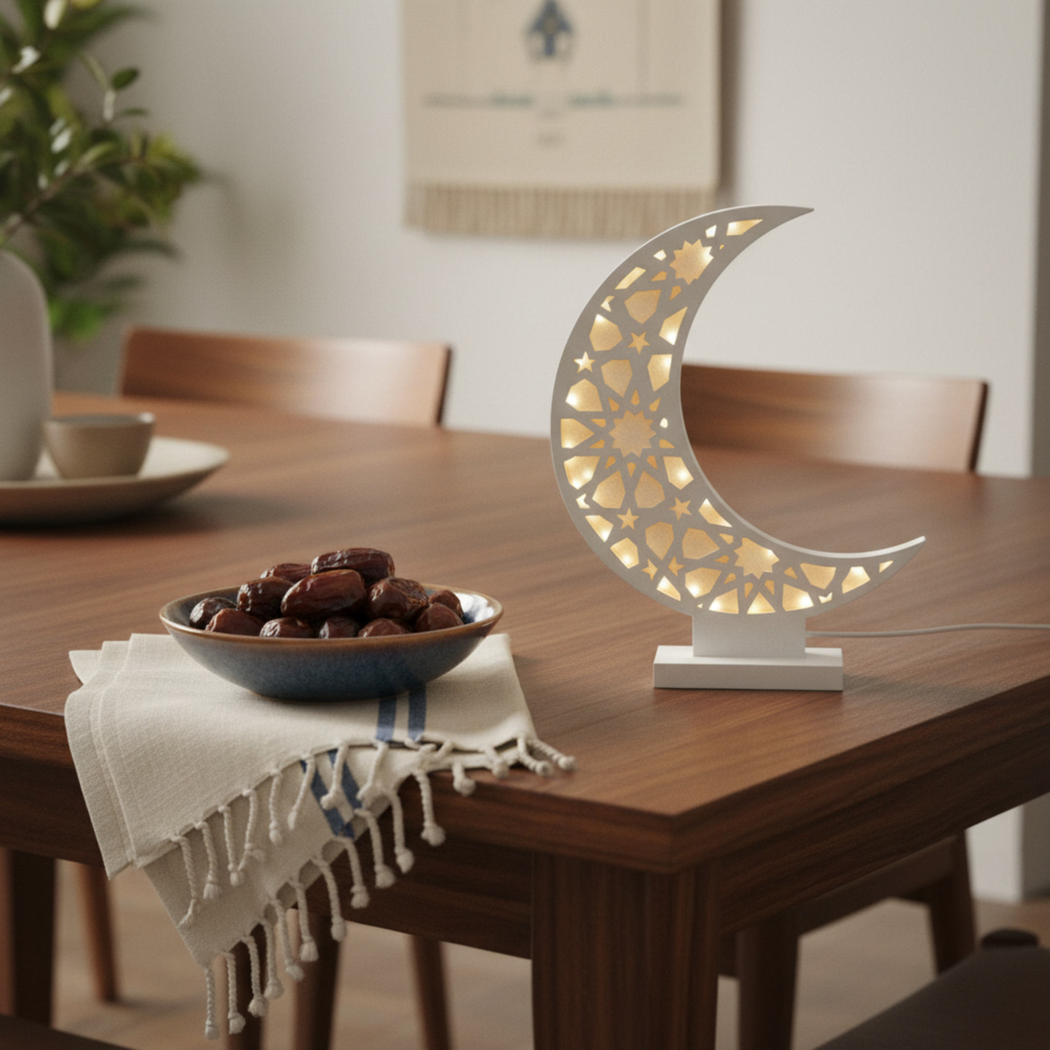 Hilal Lumineux Petit Format – Déco Table Ramadan & Étagère Tunisie