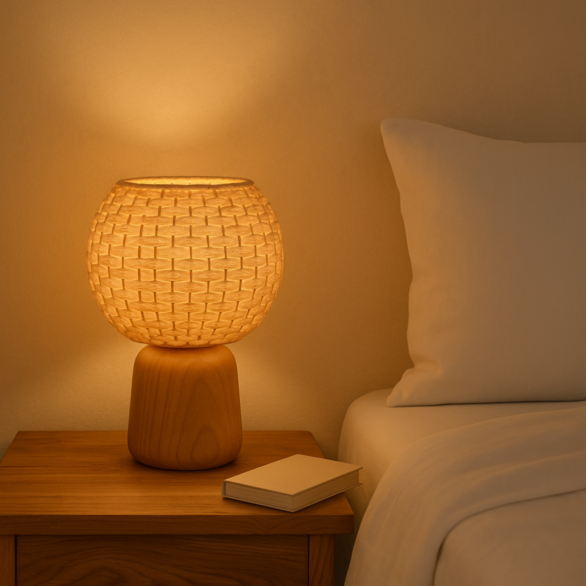 Veilleuse Nour El Leyl – Lampe de chevet bois handmade Tunisie