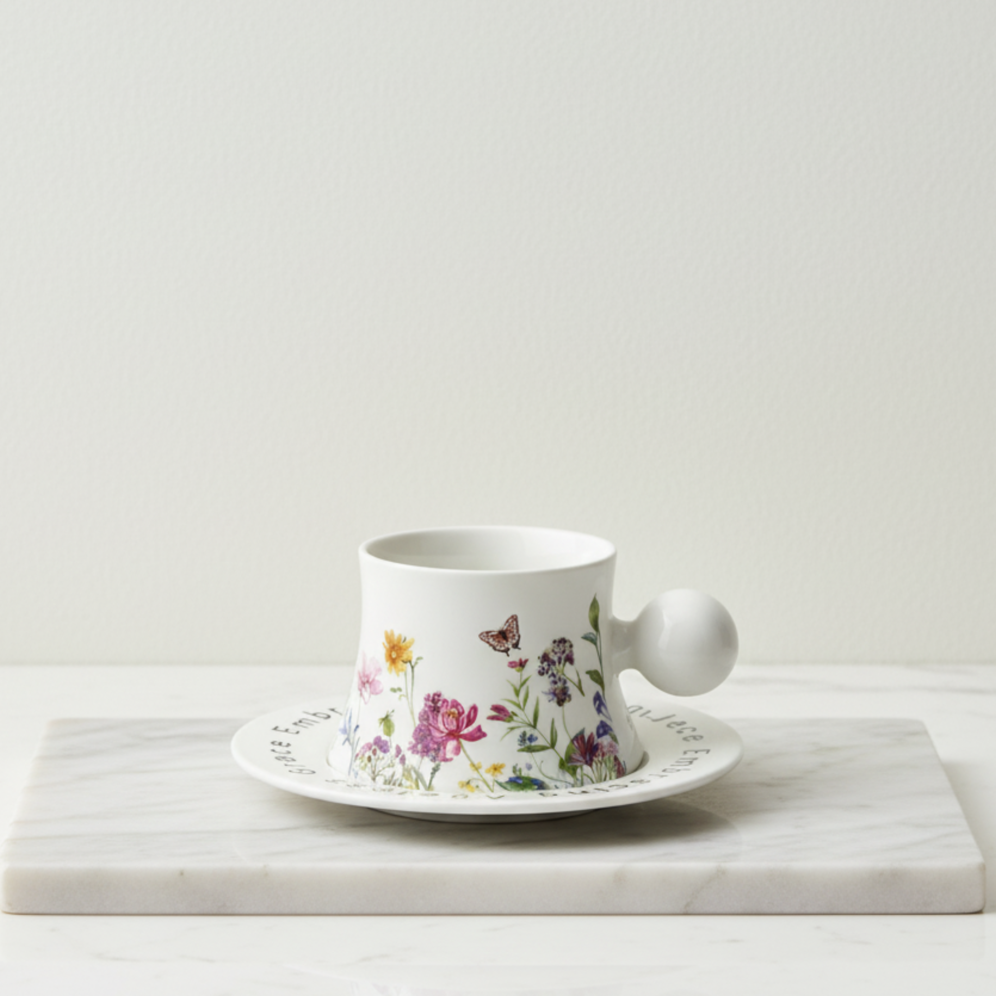 Tasse Fleurie avec Sous-Tasse Tunisie | Poignée Bille | Fiolla Home