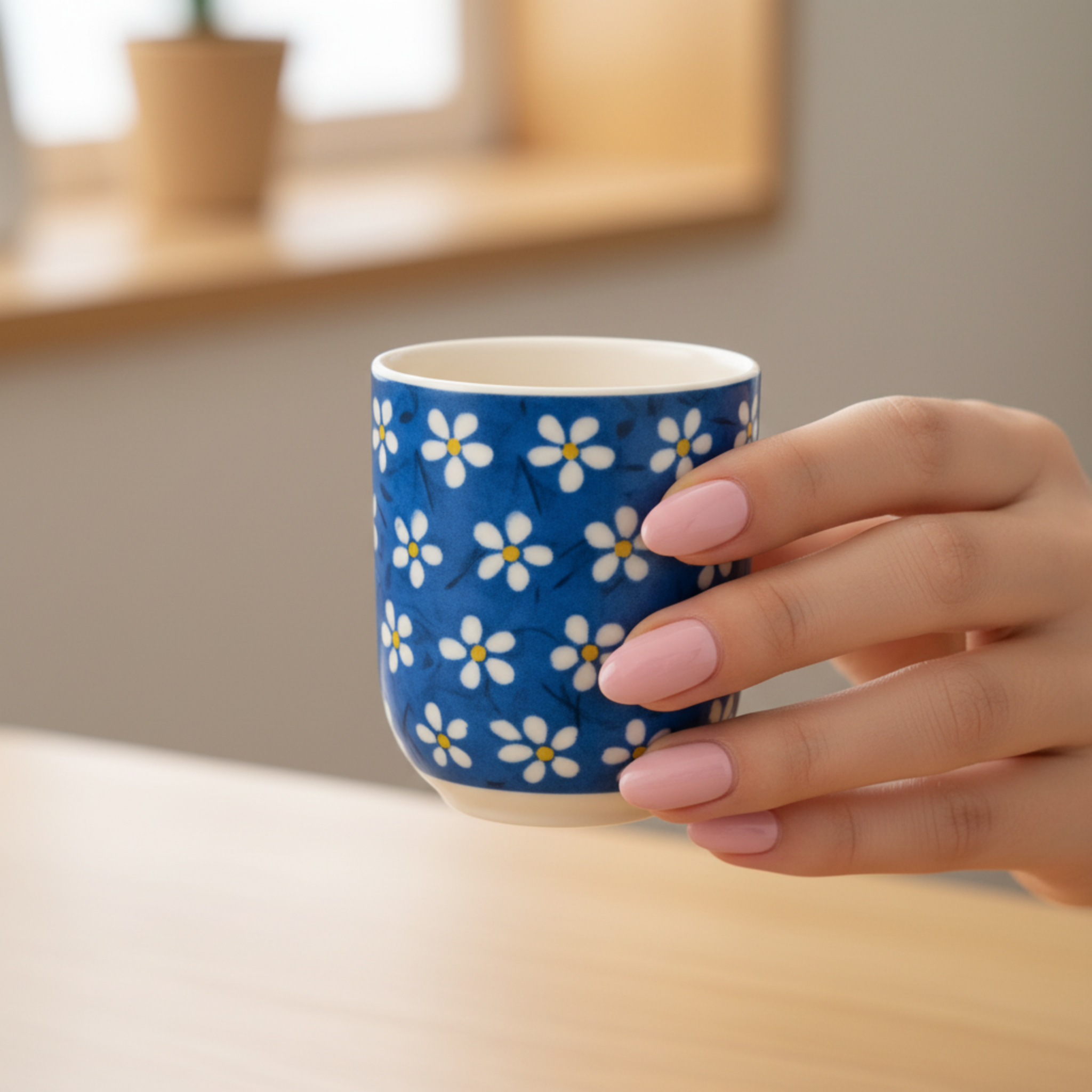 Service à Thé Bleu à Fleurs – Céramique 7 pièces Tunisie