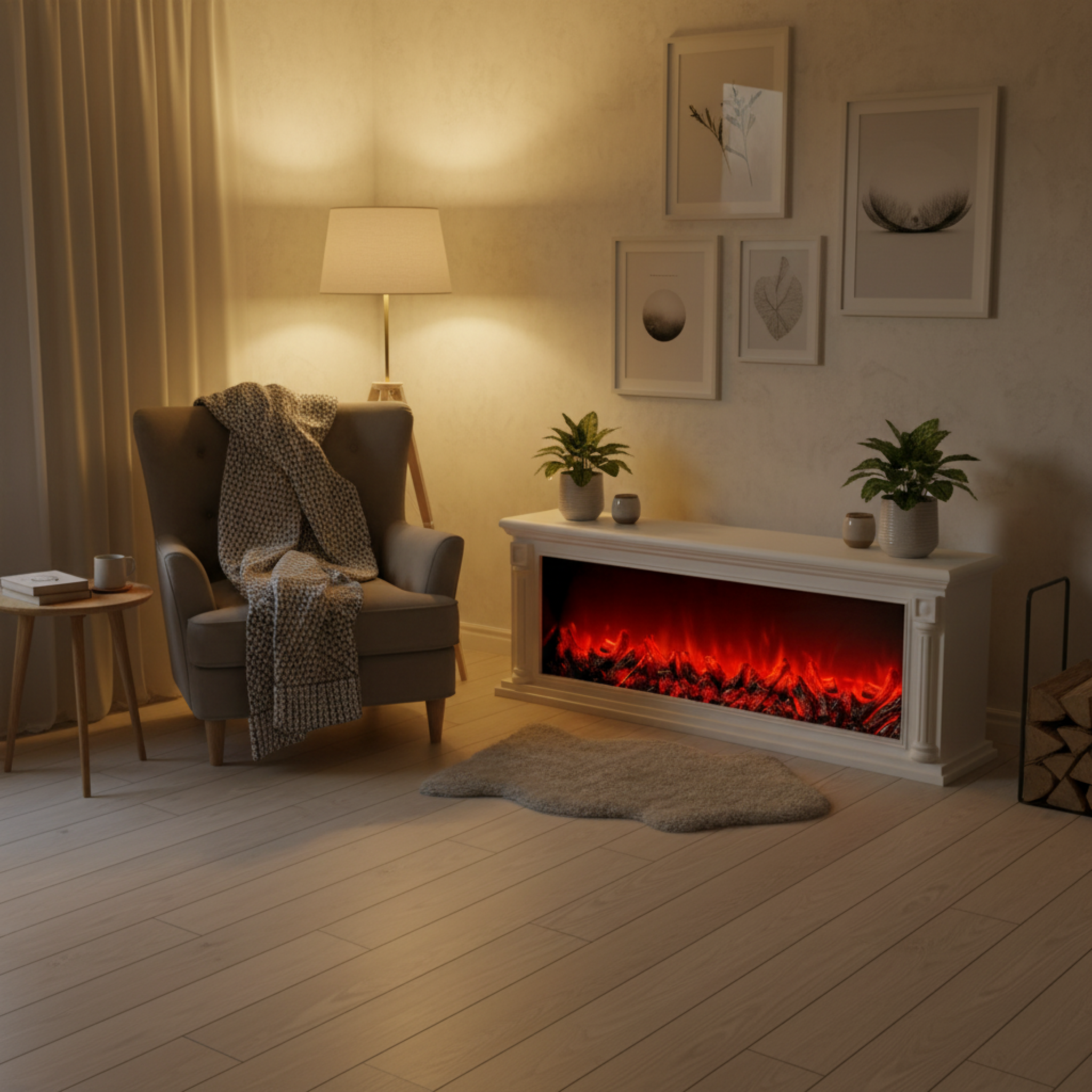 Cheminée Électrique Décorative Blanche – Meuble Chauffant Design & Cosy