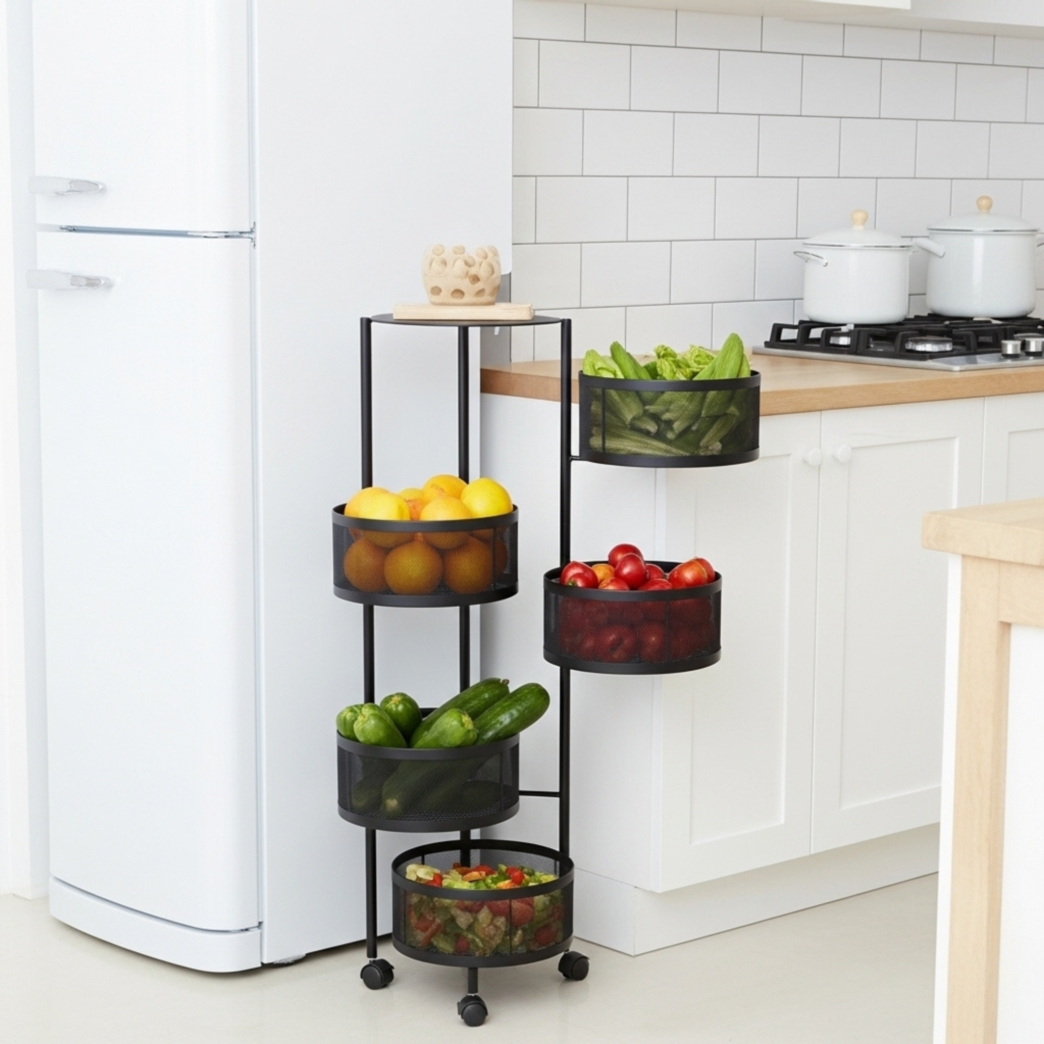 Porte-Légumes 5 Étages Rotatif – Rangement Fruits & Épices