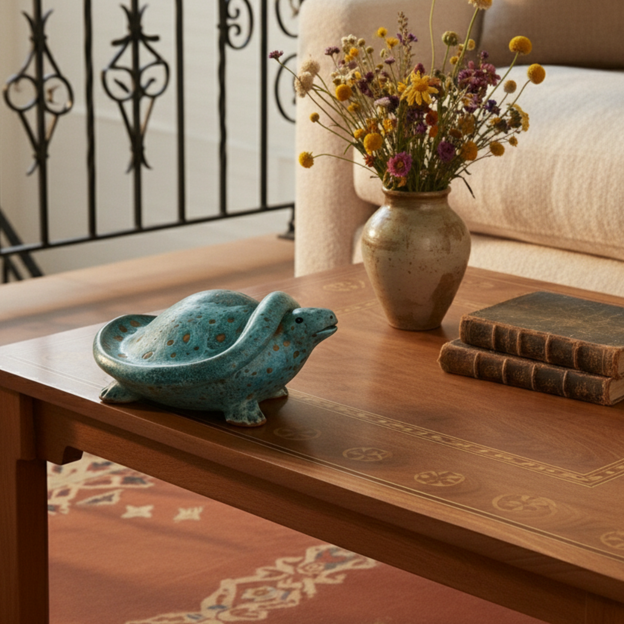 Figurine tortue en céramique – Fait main, style tunisien