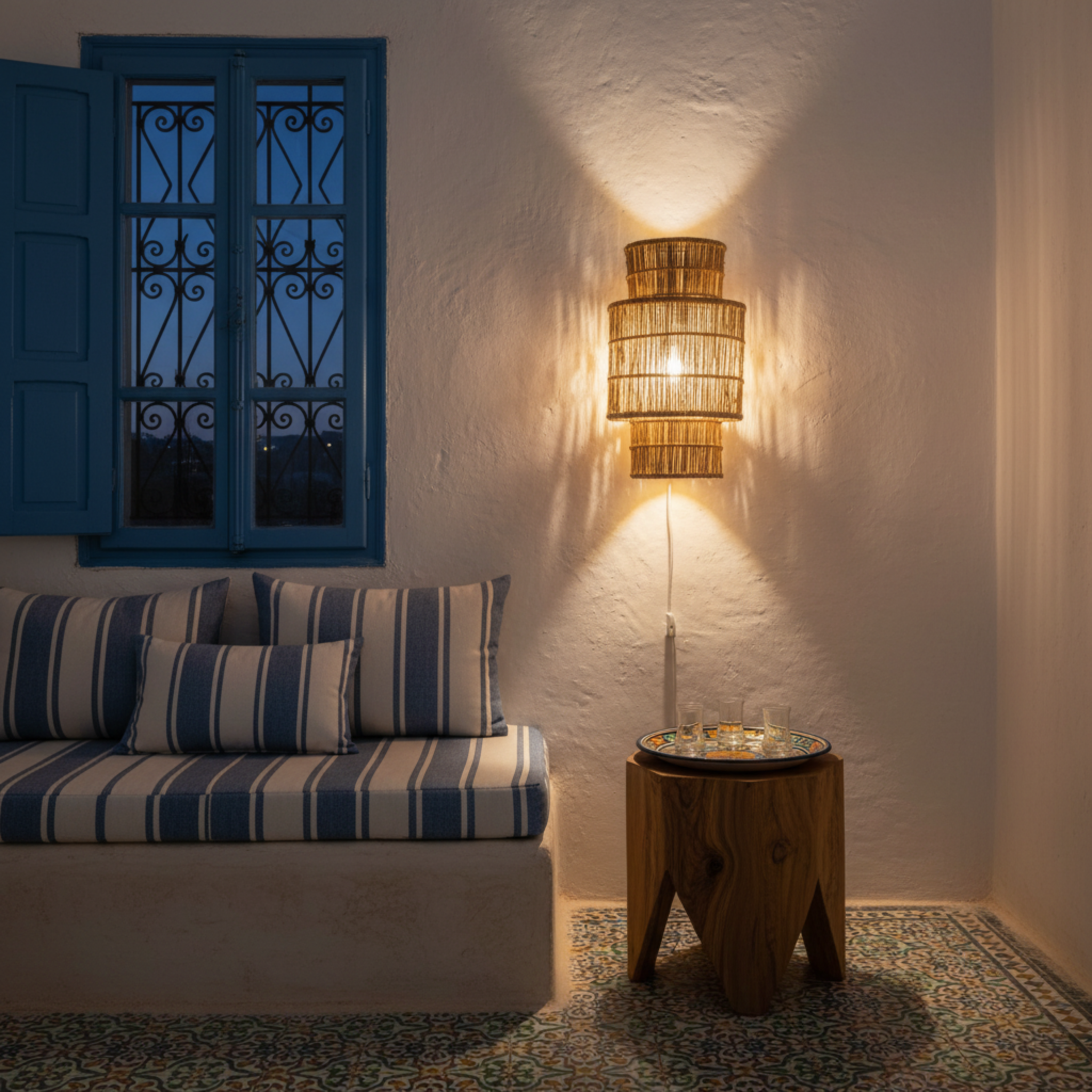 Applique Murale en Fibres de Palmier – Luminaire Bohème Tunisie