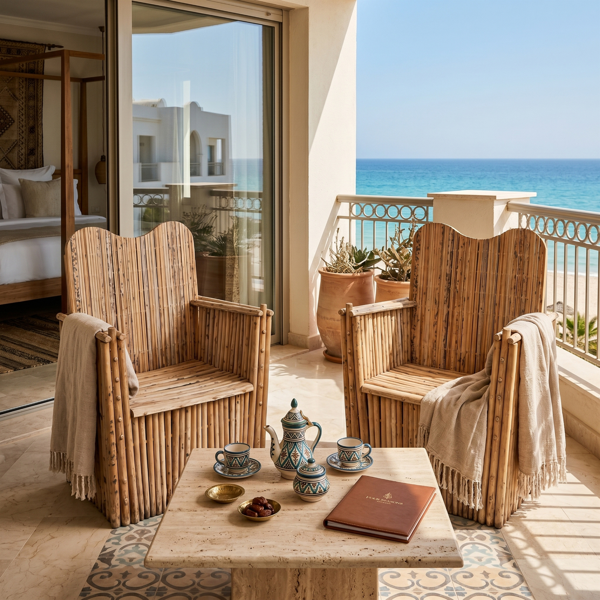 Fauteuil Trône Bois Palmier Dattier Dossier Haut Tunisie | Fiolla Home