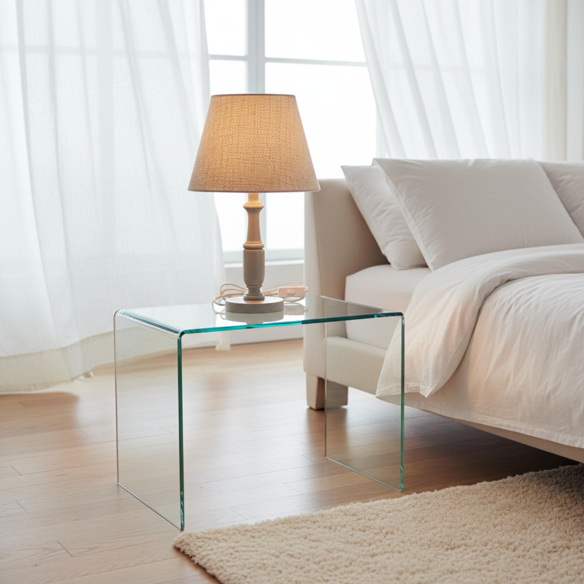 Lampe de Chevet Pied Tourné & Abat-Jour Lin – Ambiance Cosy