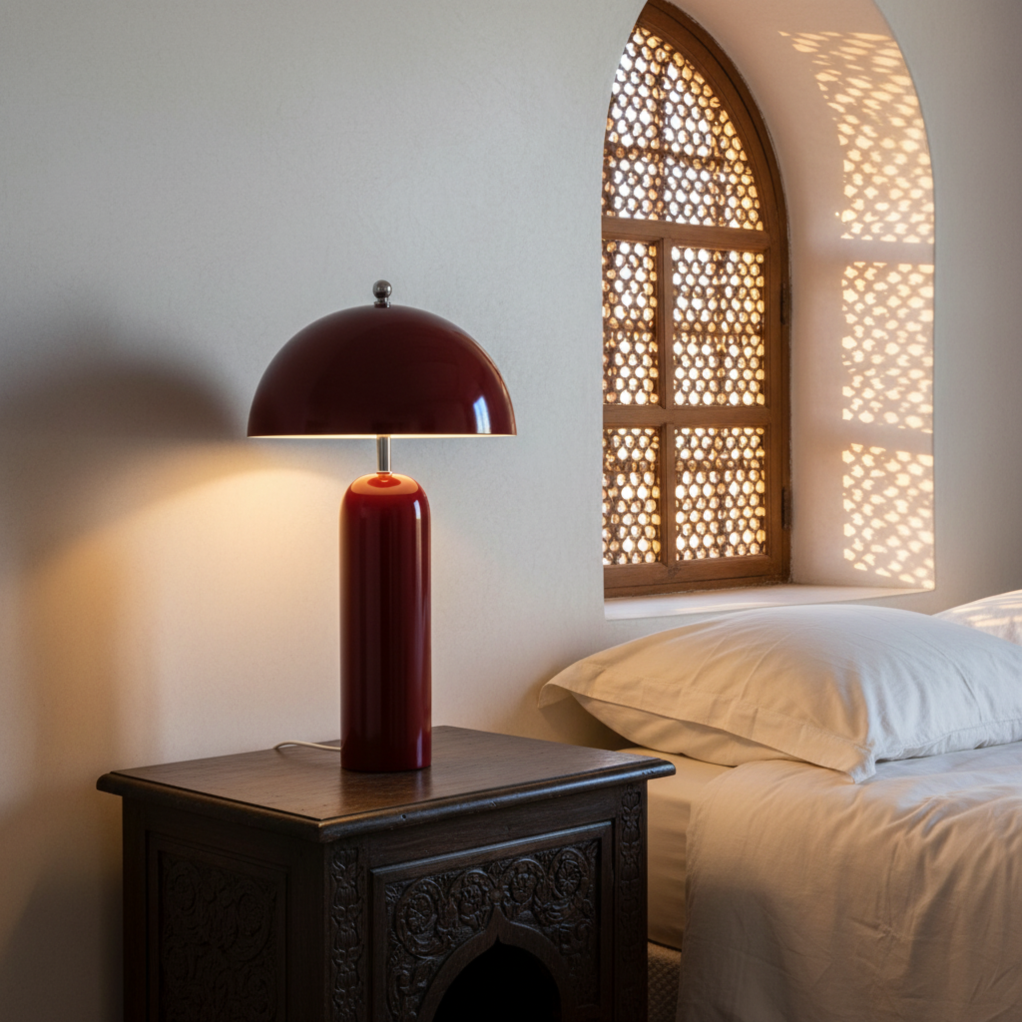 Lampe à Poser Champignon Rouge – Design Rétro Chic & Tendance