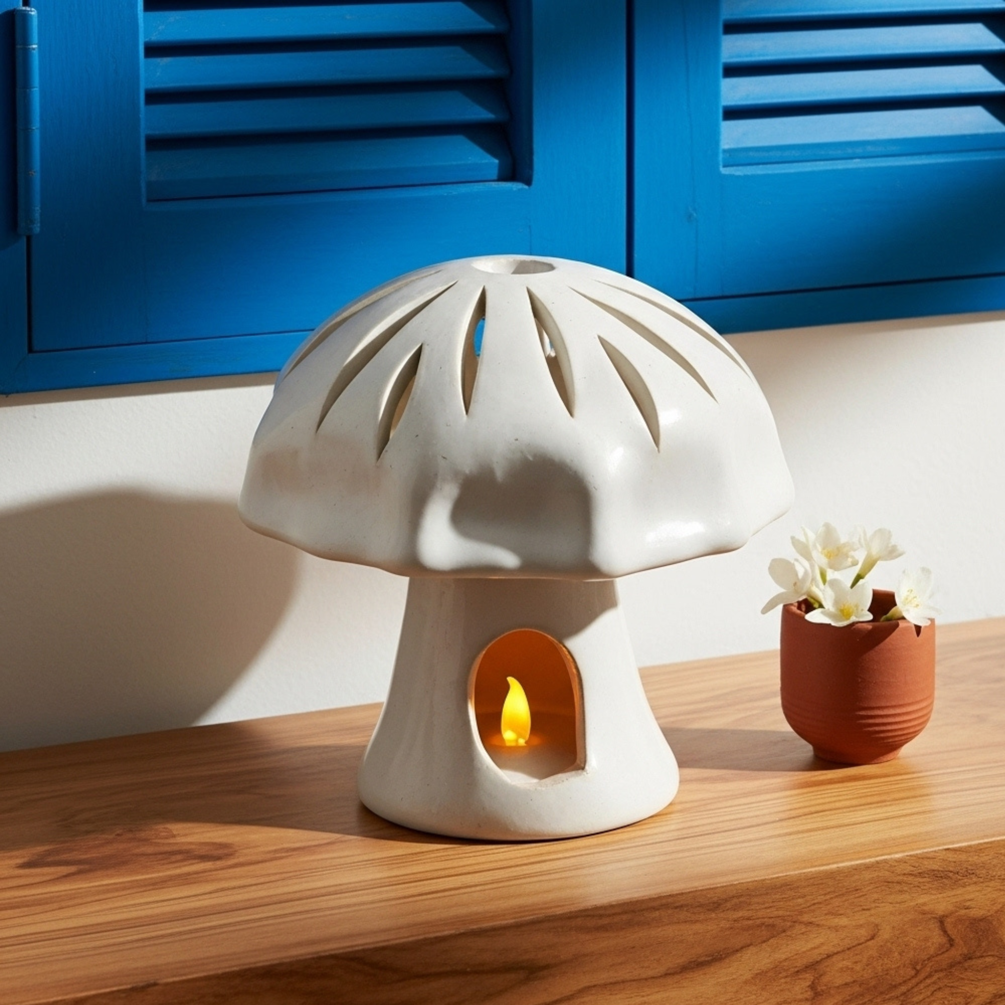 Cache-bougie Champignon en céramique