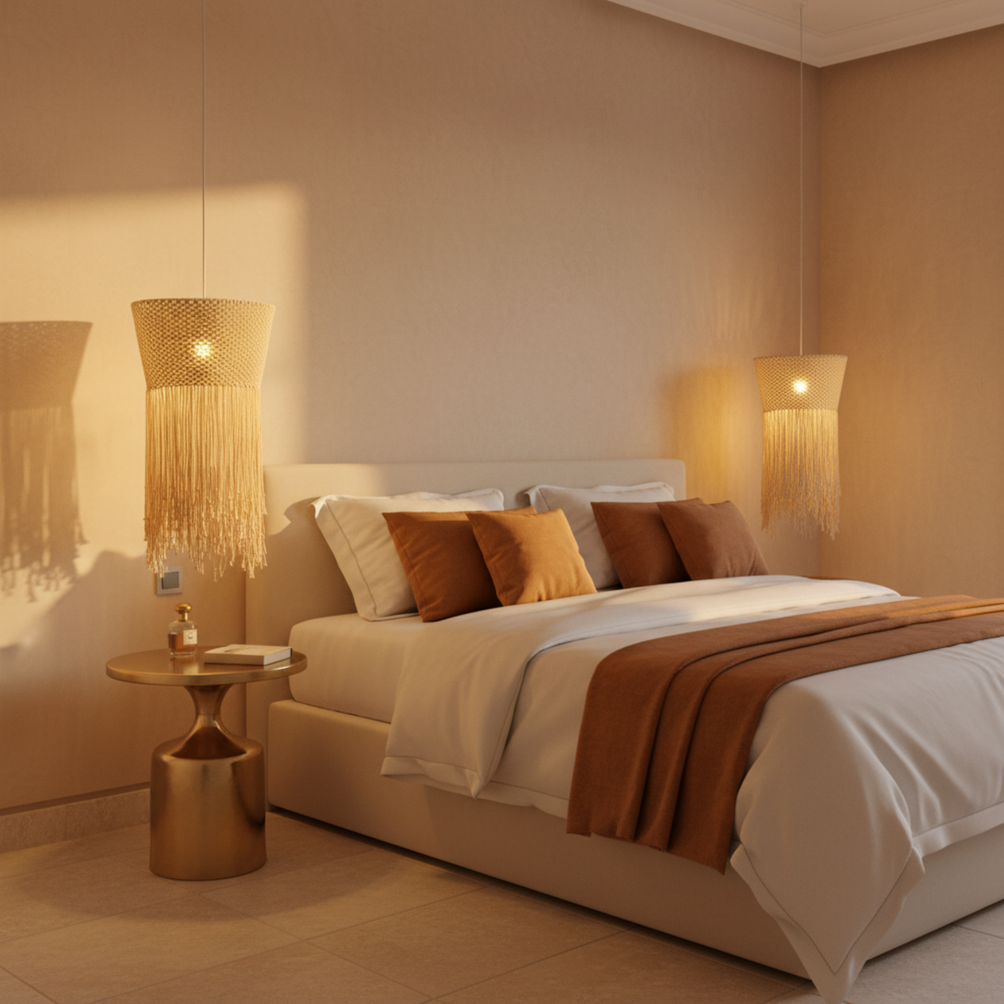 Suspension Macramé Coton Franges | Design Bohème Chic | Tunisie