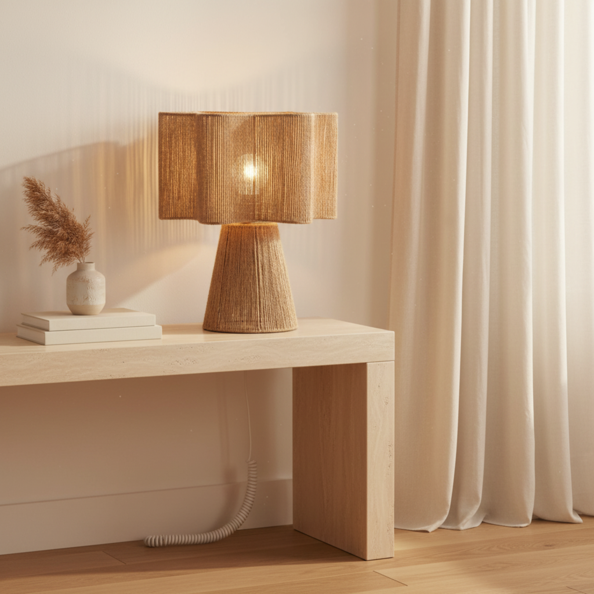 Lampe à Poser en Jute Naturelle - Design Bohème & Authentique