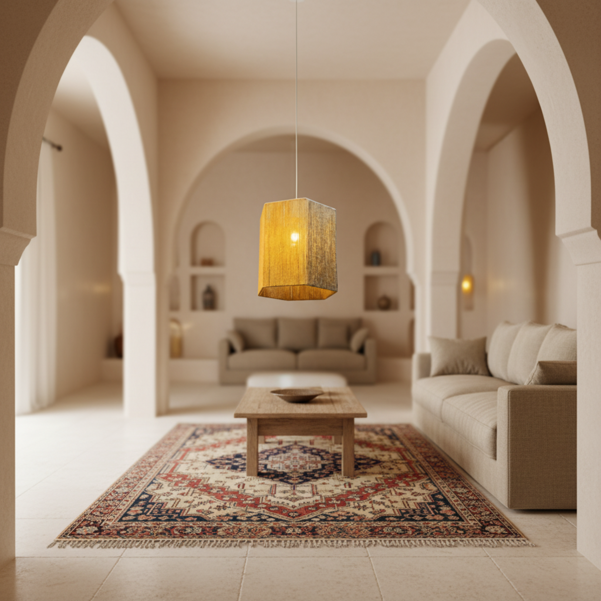 Suspension Luminaire Jute Fait Main Tunisie | Design Oriental & Bohème