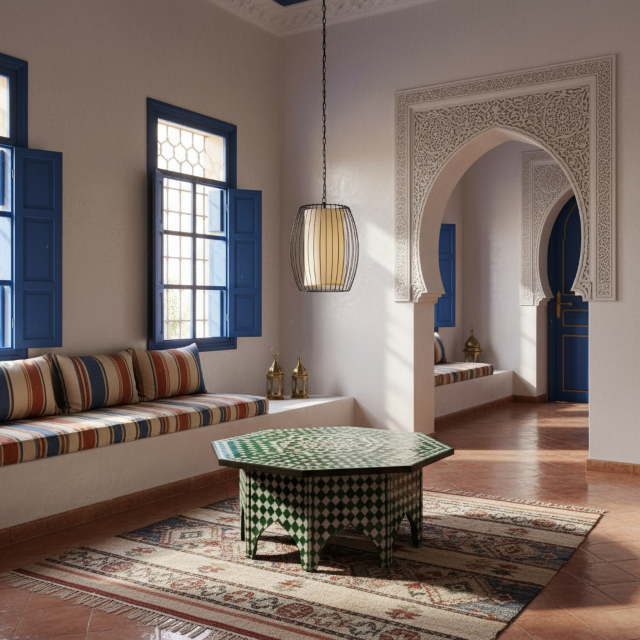 Suspension Métal Ajouré & Tissu | Design Moderne | Tunisie