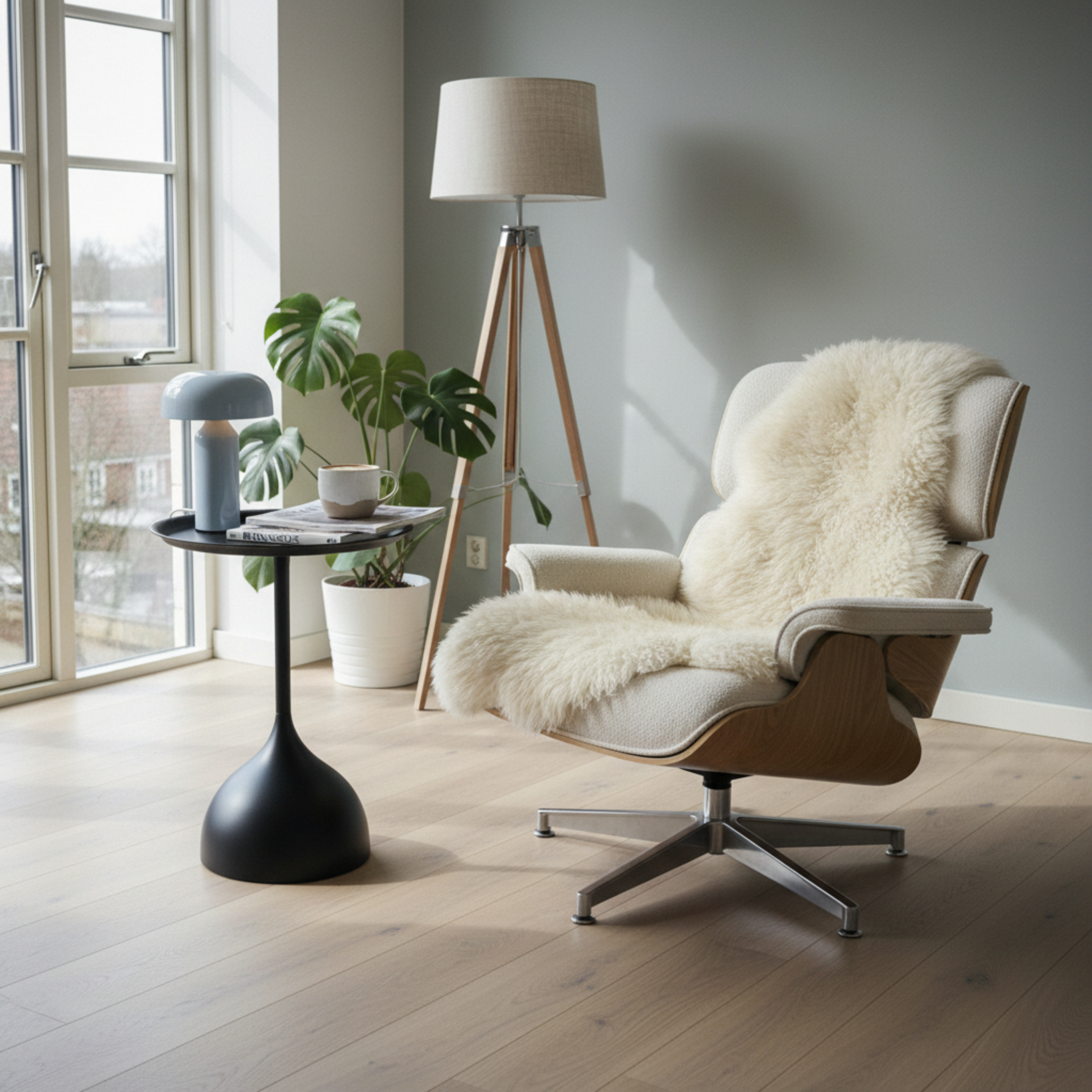 Table d'Appoint Ronde Noire Design Tulipe – Style Moderne & Épuré