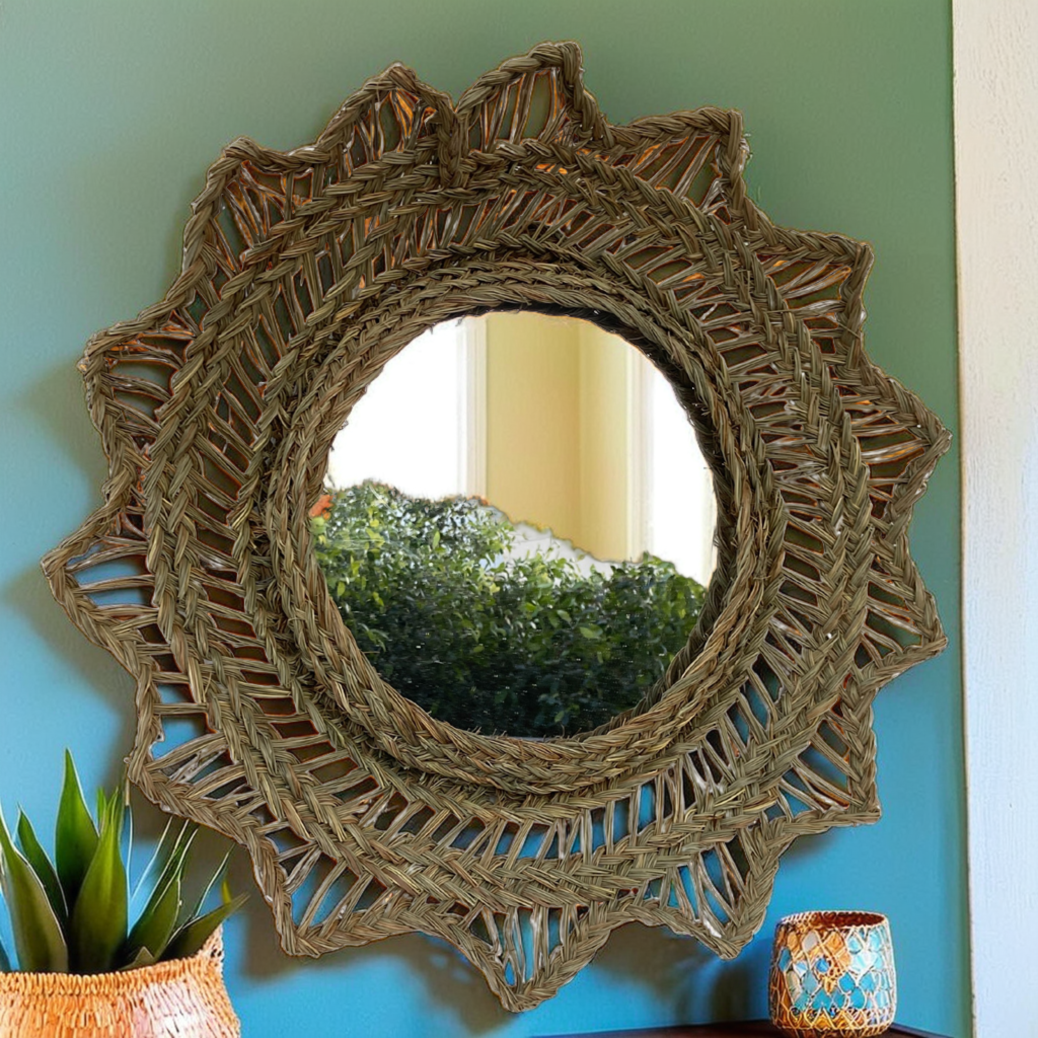 Miroir Décoratif en Halfa | Style Bohème Chic | Fiolla Home