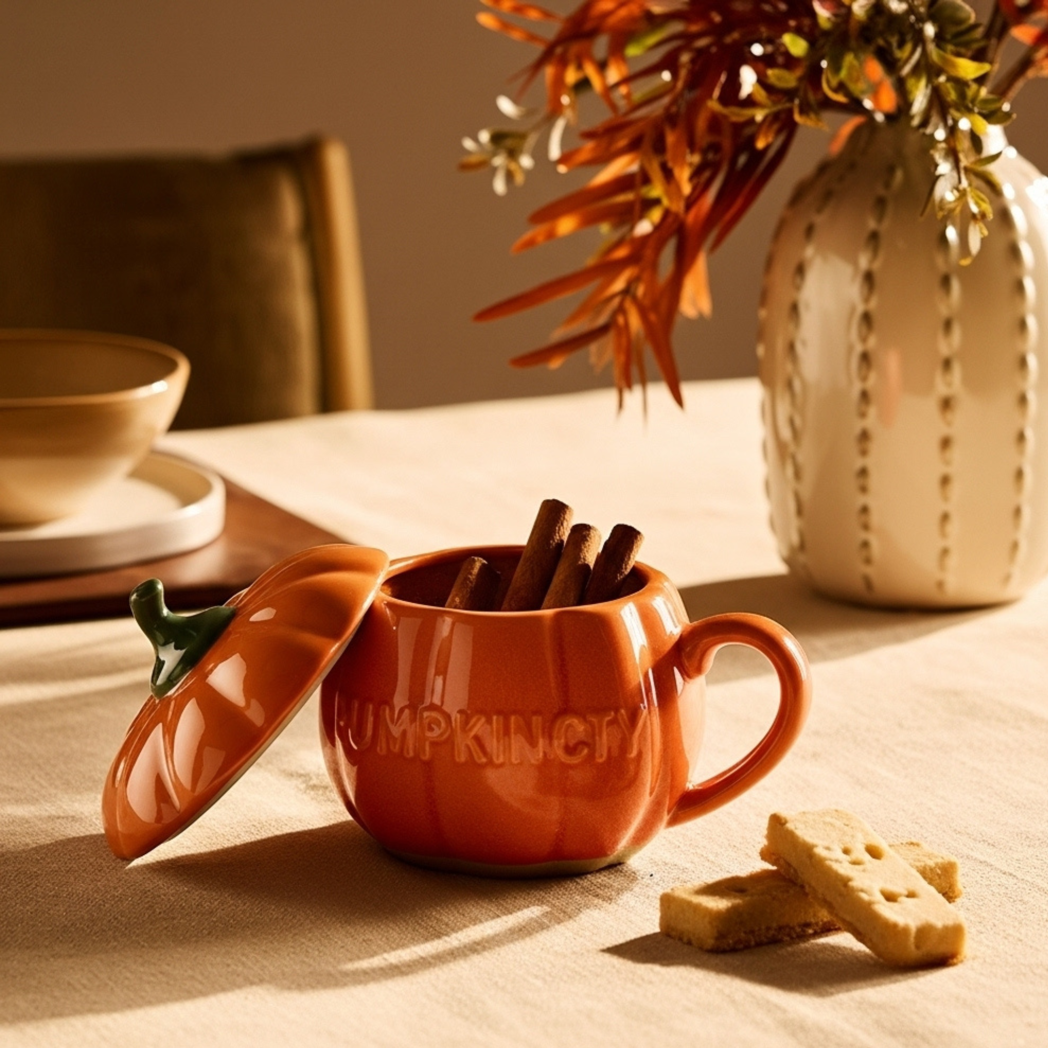 Mug Citrouille Céramique avec Couvercle – Pumpkin City