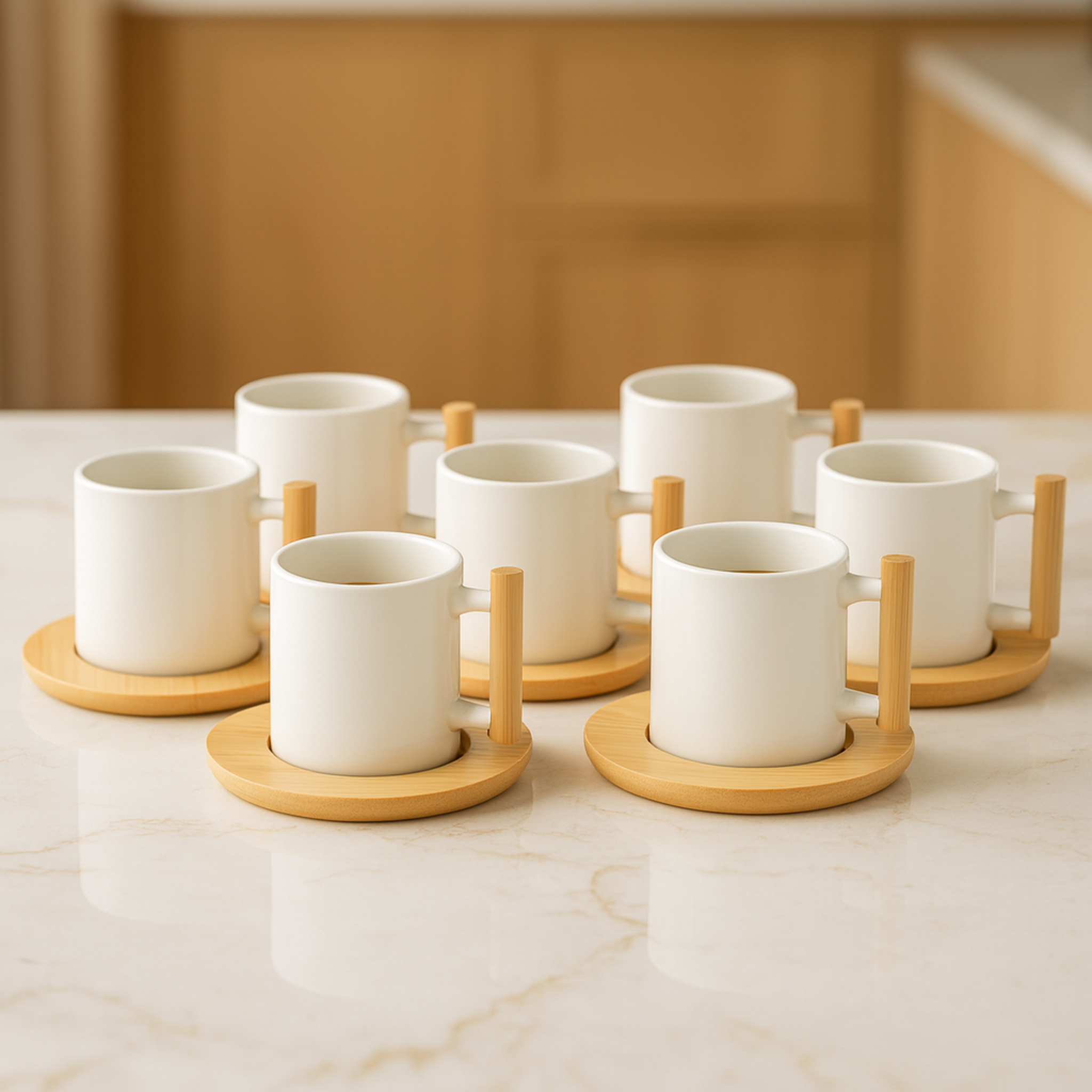 Set Café Noir | Céramique Blanche & Bambou | Fiolla Home