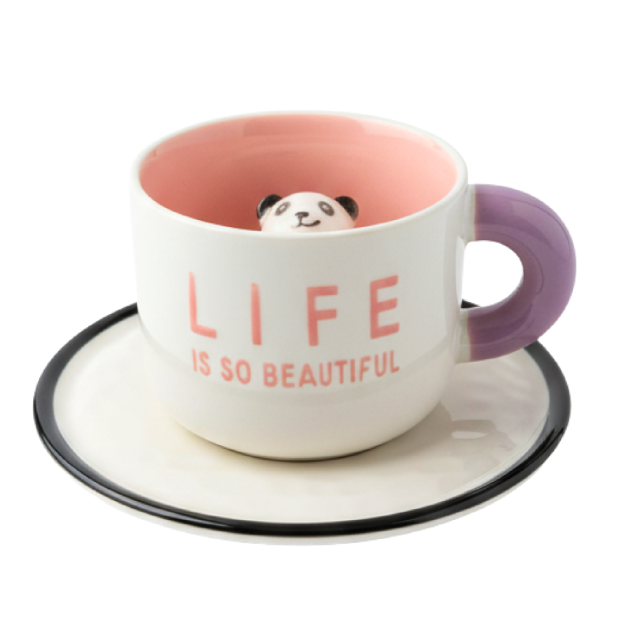 Tasse Céramique Panda | Sous-Tasse & Figurine Intégrée | Fiolla Home