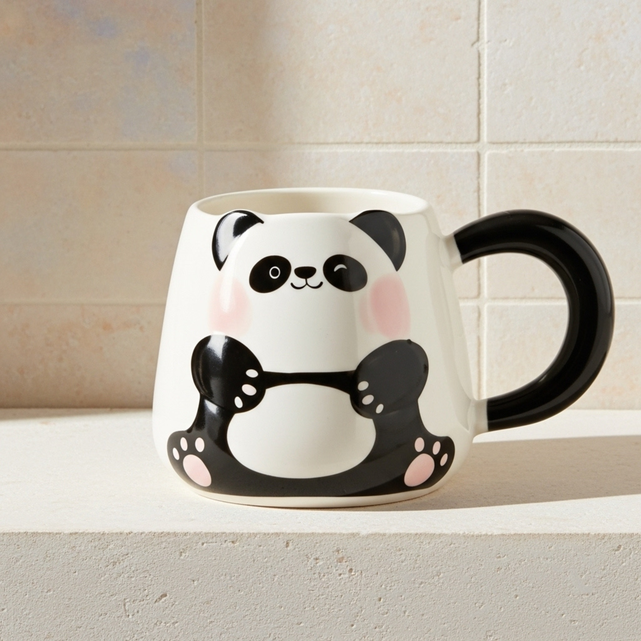 Mug Panda en Céramique – Anse Noire Confort | Fiolla Home