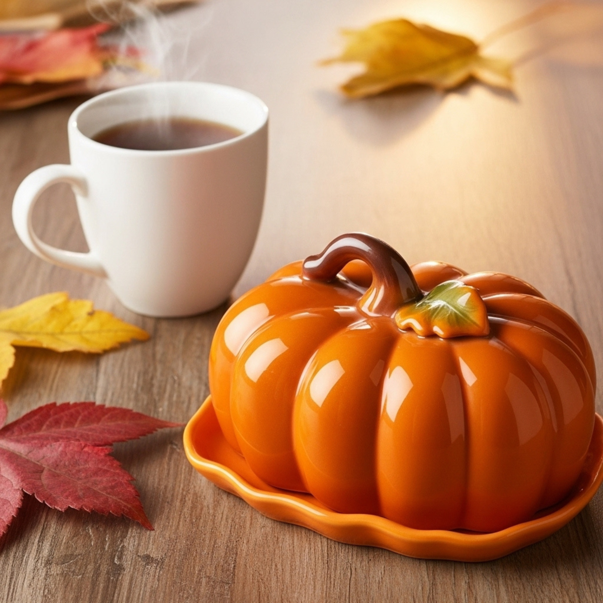 Plat à Beurre/Fromage Citrouille – Céramique brillante