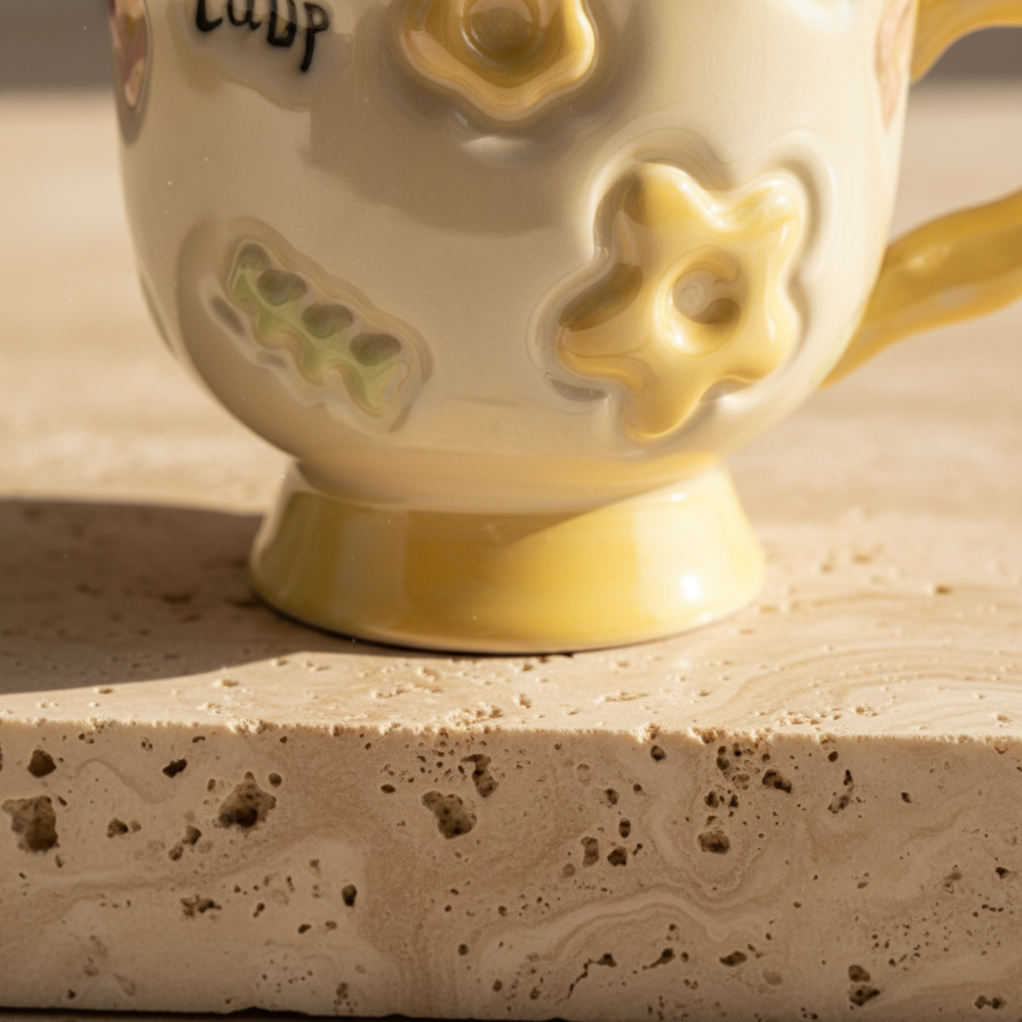 Mug Jaune Design Fleur en Relief en Céramique – Style Moderne Tunisie