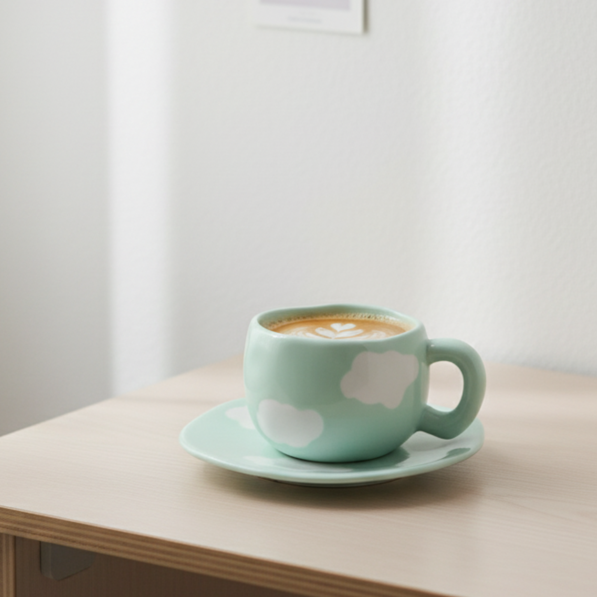 Tasse Cappuccino Nuages | Vert Menthe + Soucoupe | Fiolla Home