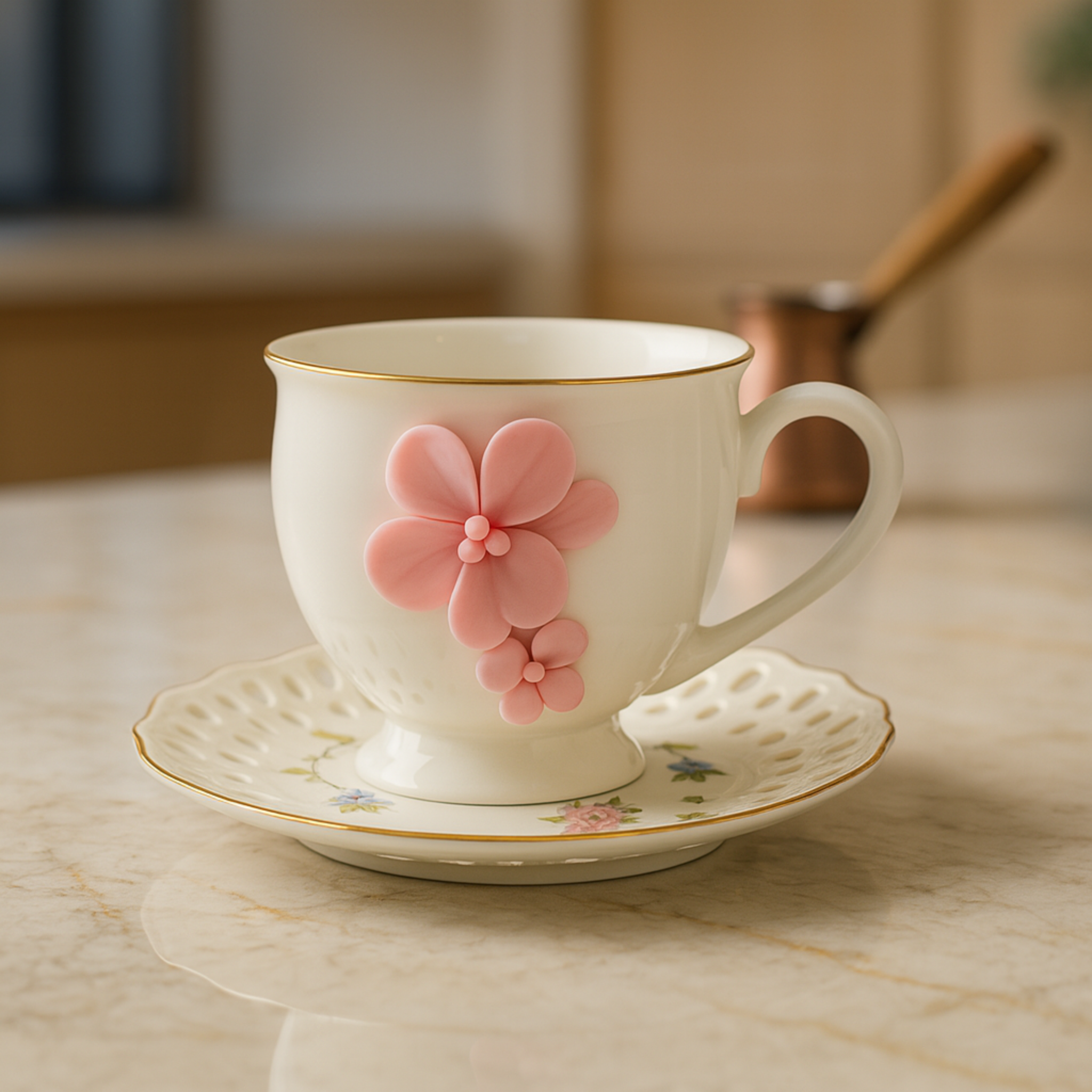 Service Café au Lait Tunisie Florale | Porcelaine | Fiolla Home
