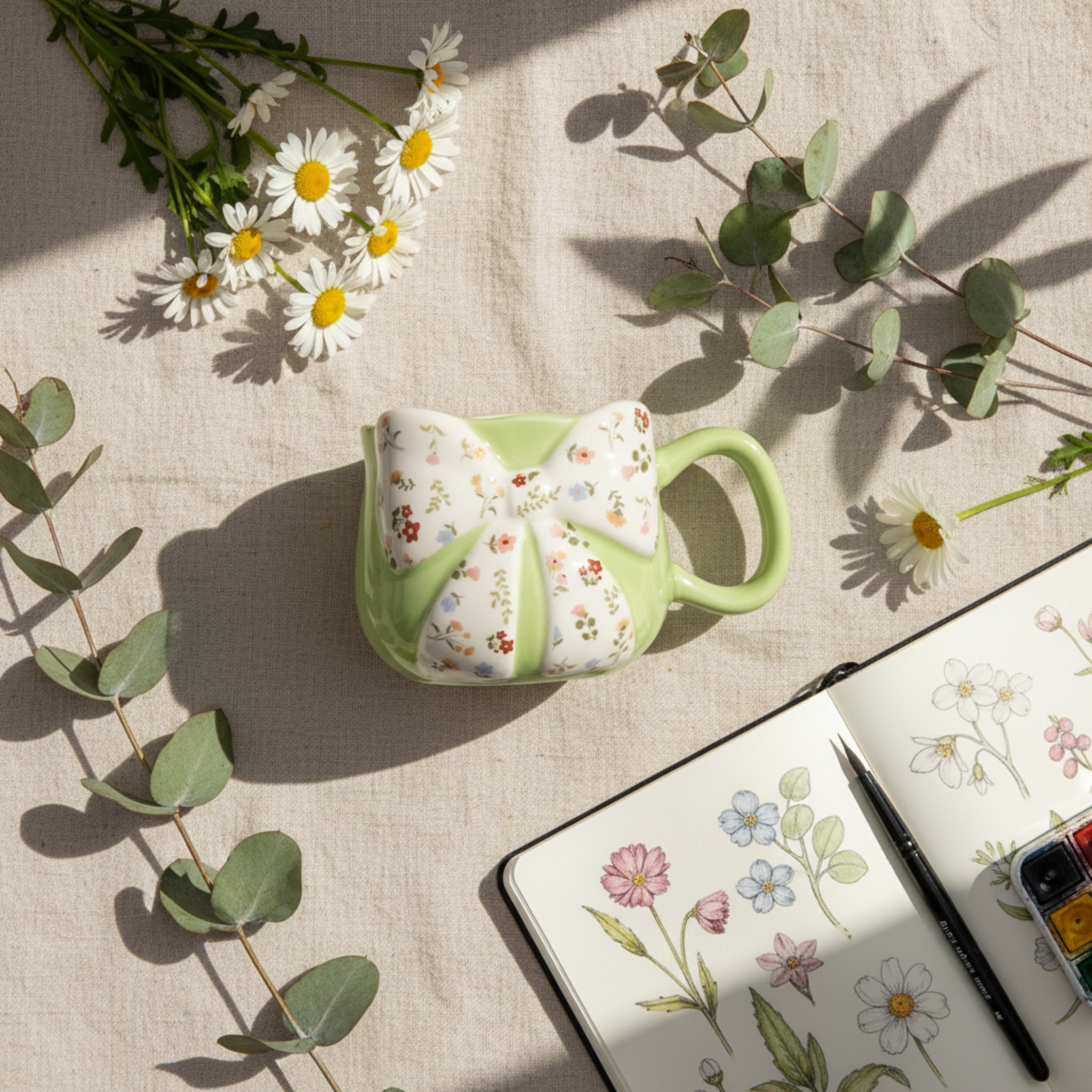 Mug Céramique Design Nœud & Fleurs – Tasse "Coquette" Tendance