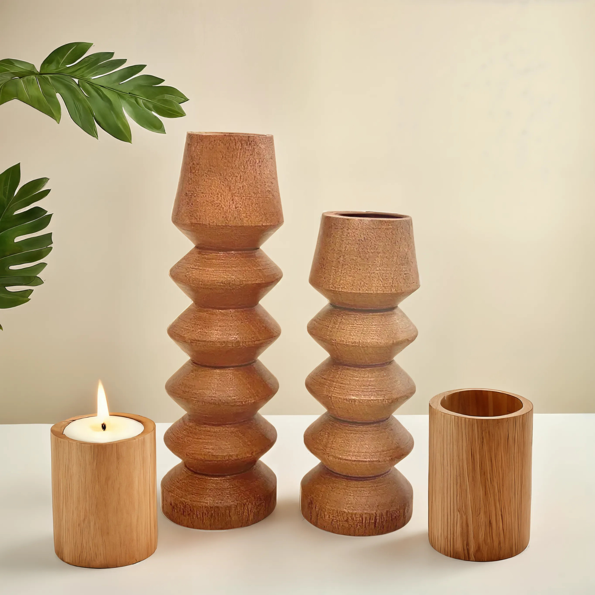 Bougeoirs Décoratifs en Bois | Style Scandinave Naturel | Fiolla Home