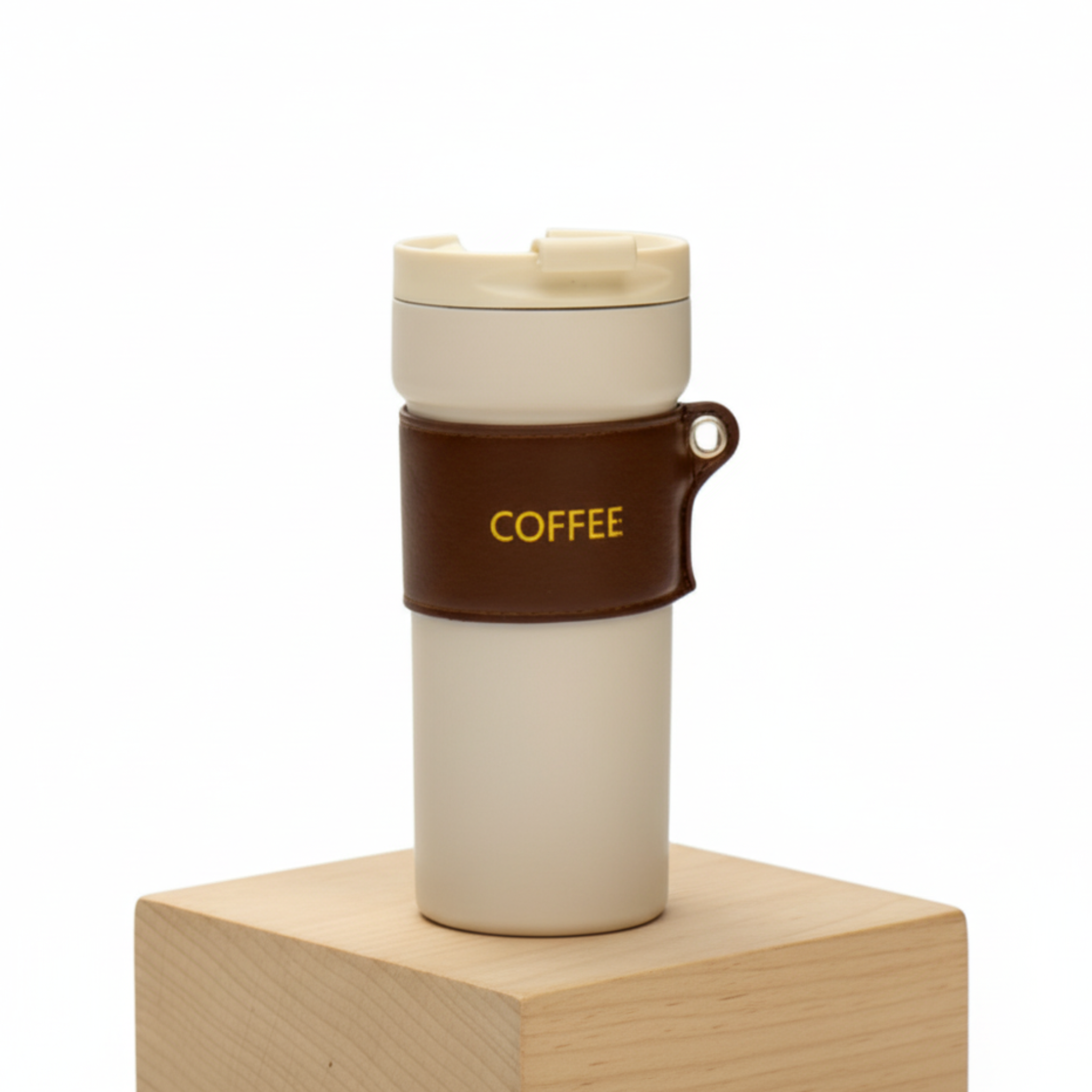 Thermos Isotherme | Crème, Manchon Effet Cuir | Fiolla Home