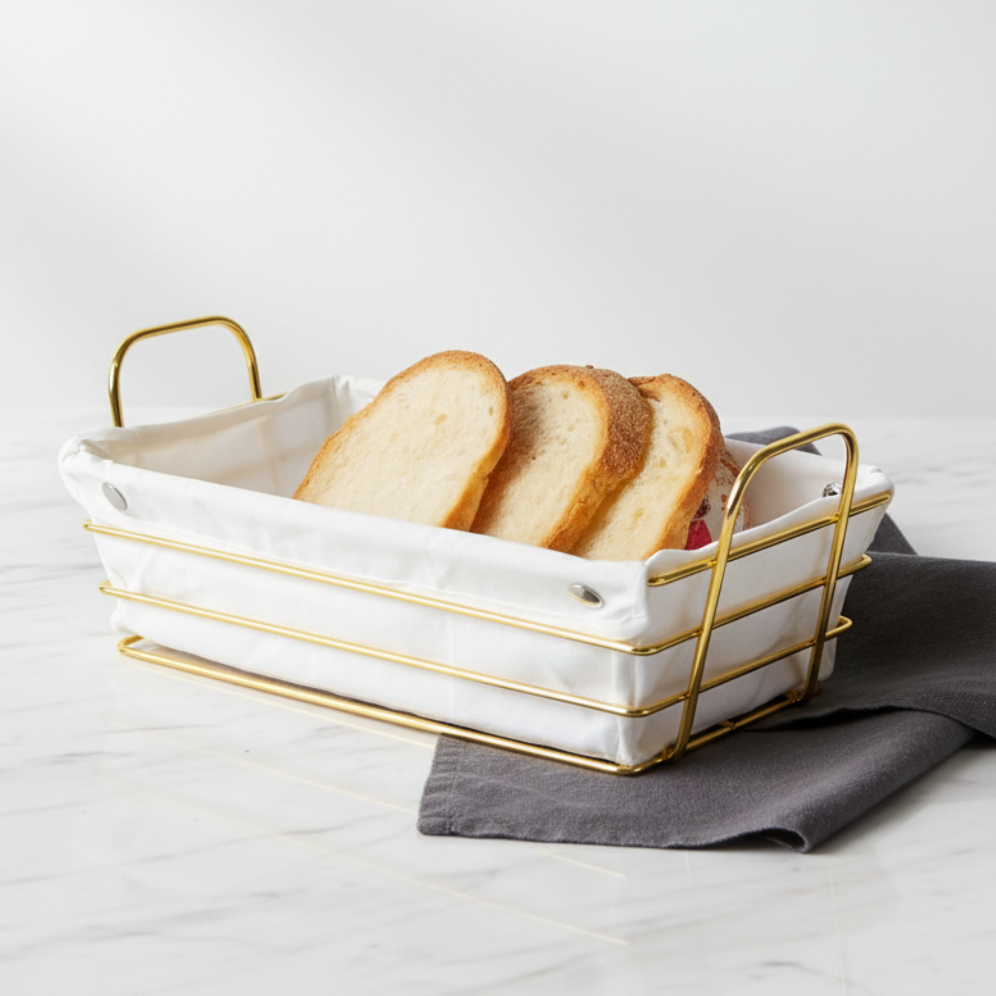 Corbeille à Pain Rectangulaire avec Housse en Tissu Blanc | Fiolla Home