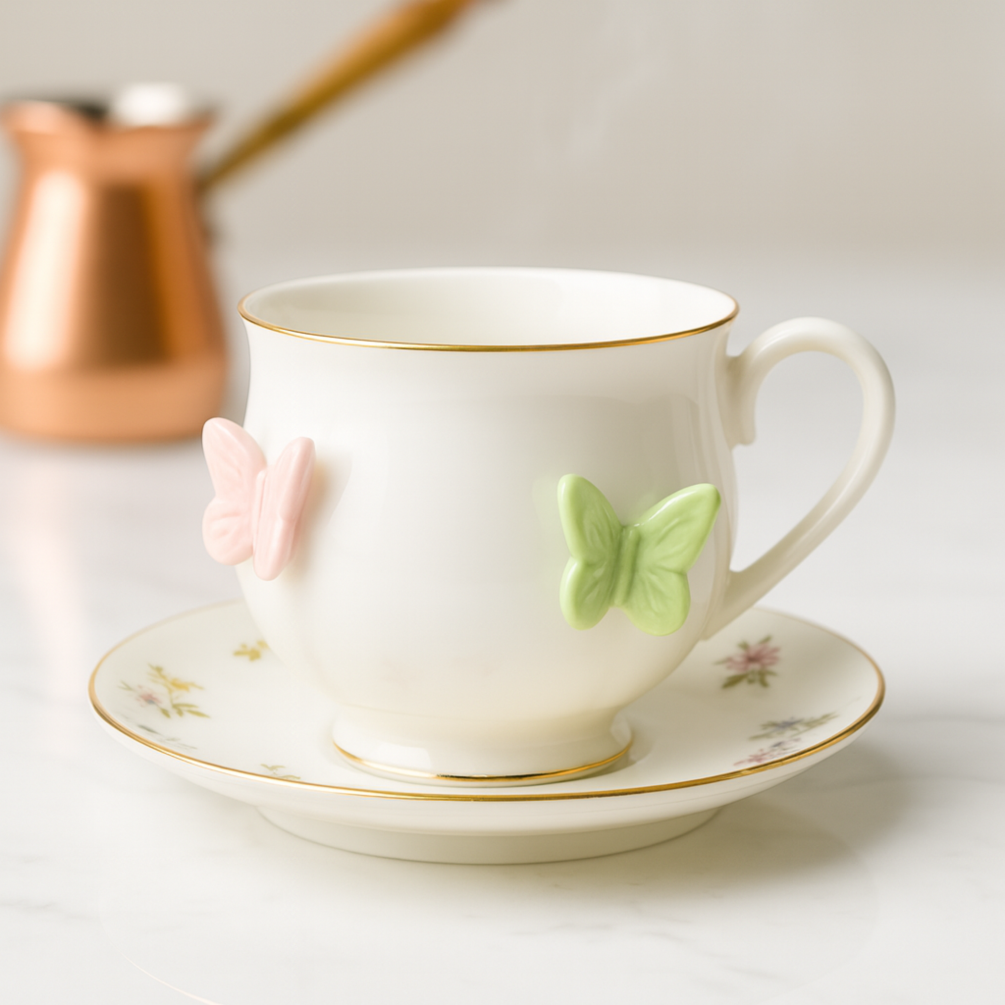 Service à Café au lait | Papillon en Porcelaine | Fiolla Home Tunisie