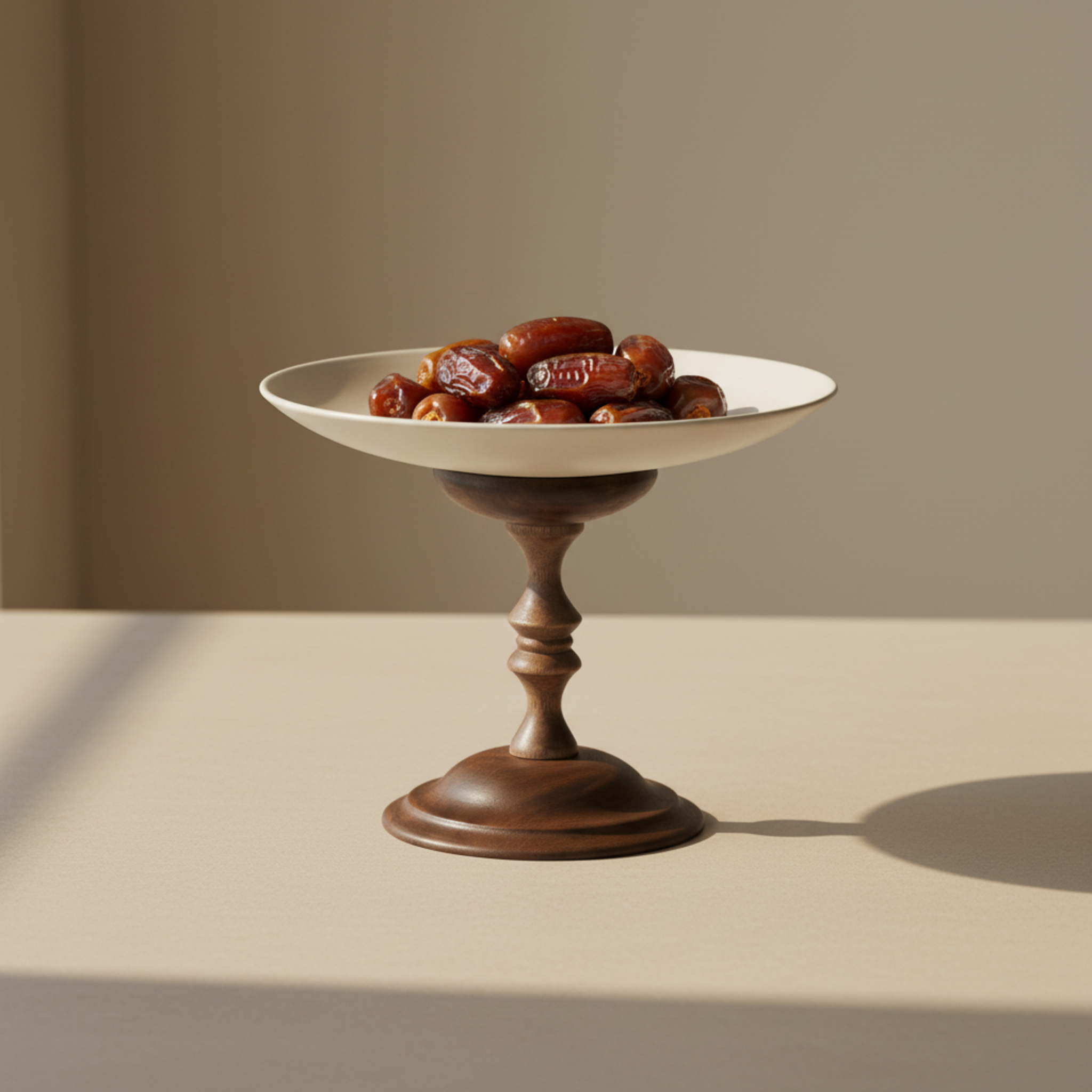 Présentoir à Gâteaux & Fruits Design – Bois et Céramique Épurée