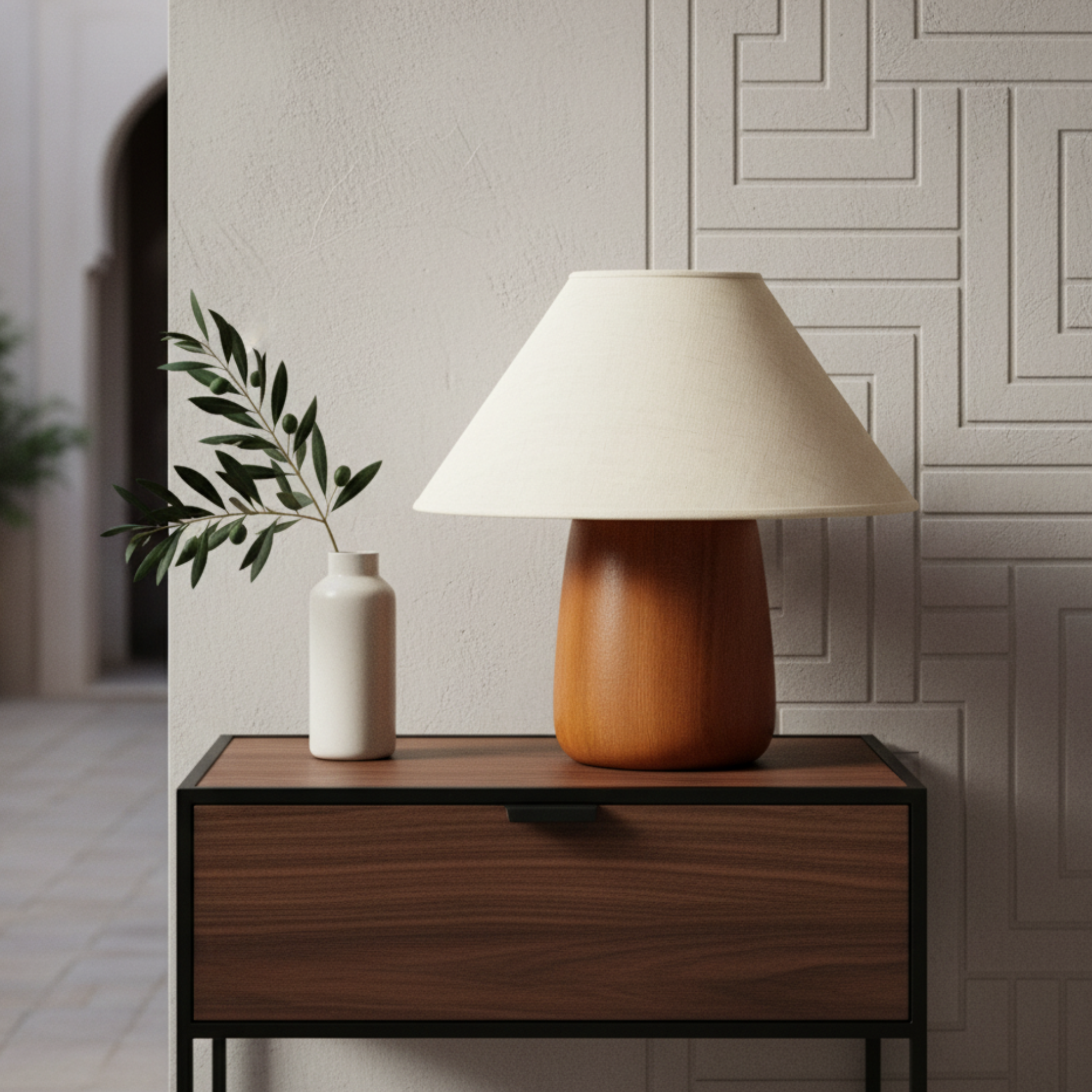Lampe de Table Design en Bois | Ambre | Vente en Tunisie