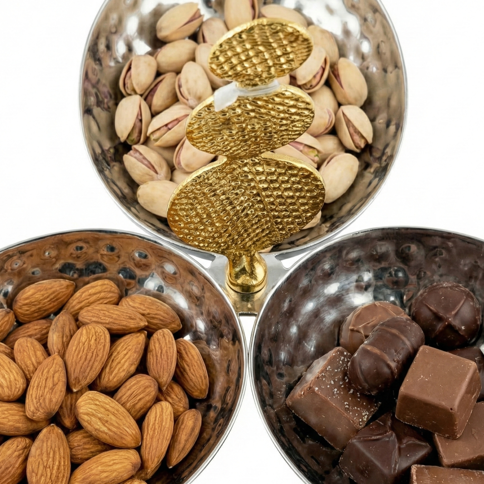 Serviteur 3 Bols Martelé - Cuivre Indien Qualité Premium