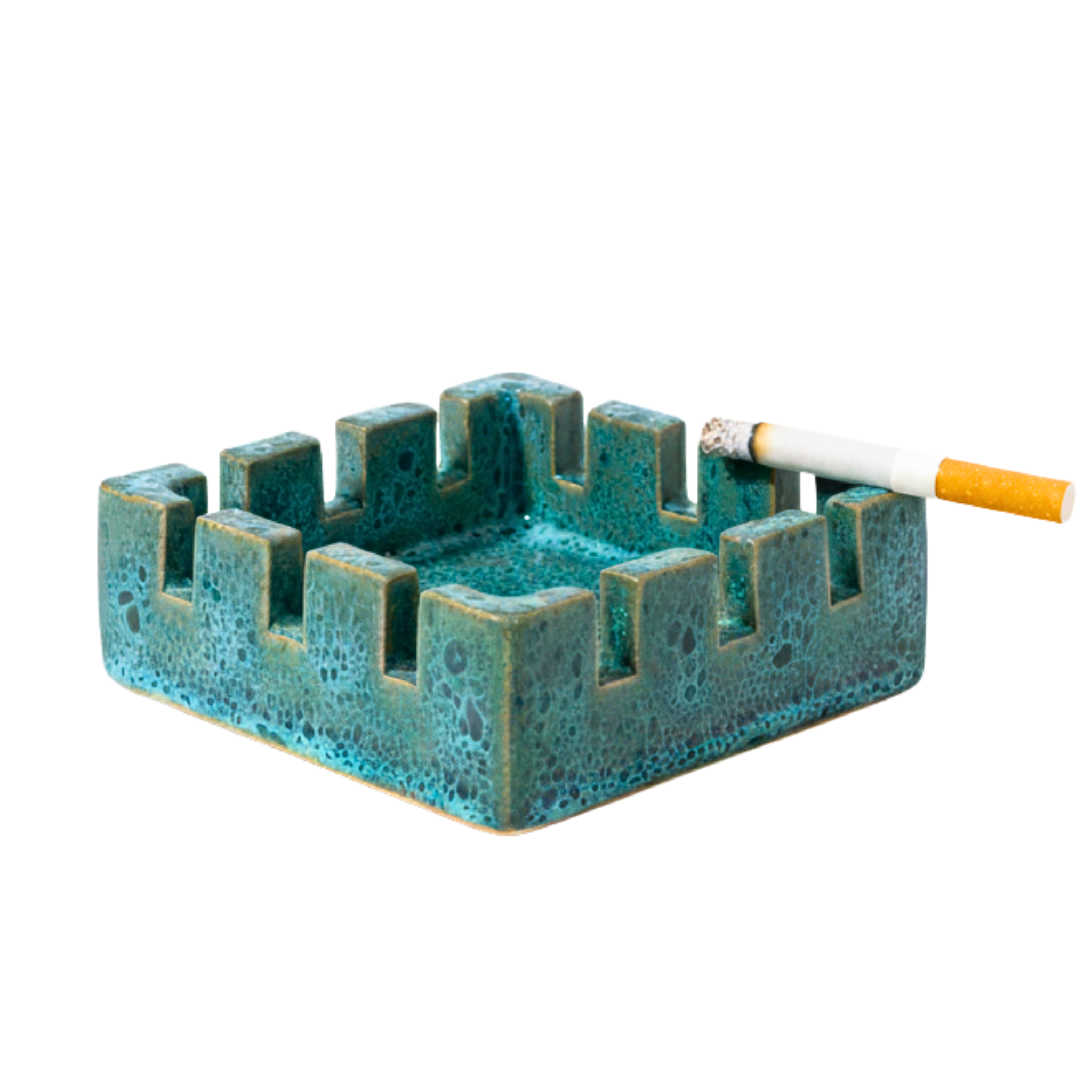 Cendrier Design en Céramique Turquoise – Élégance Méditerranéenne