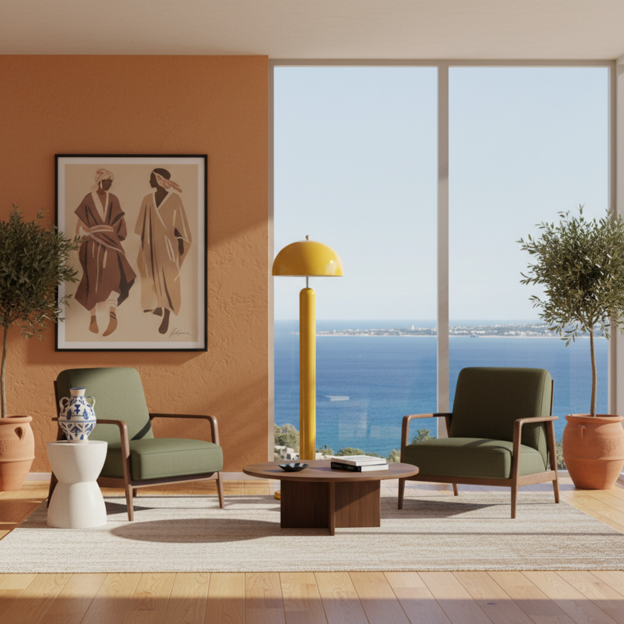 Lampadaire Champignon Jaune Solaire – Design Rétro Tunisie