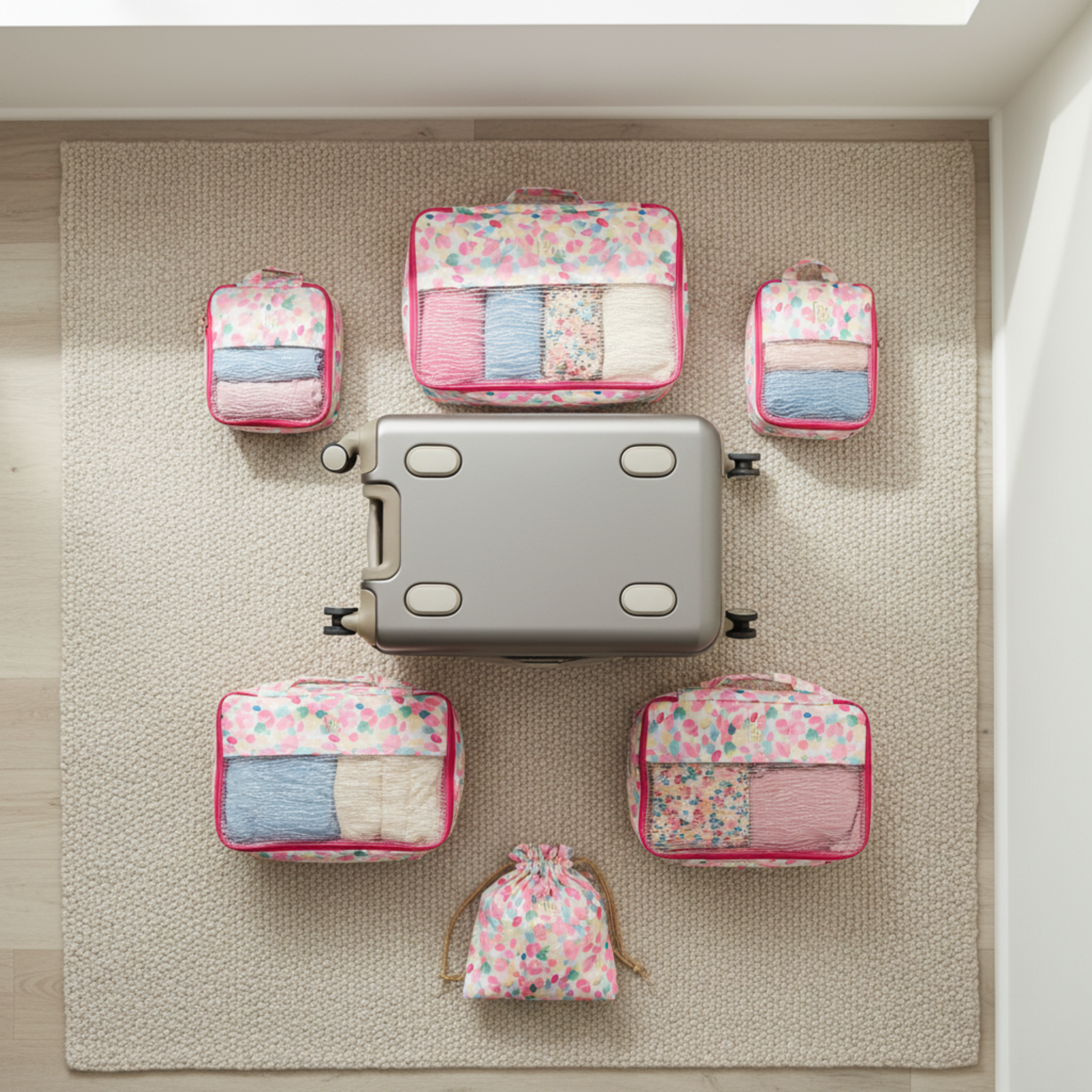 Set de 6 Cubes de Rangement Valise Pastel - Organisation Voyage Tunisie