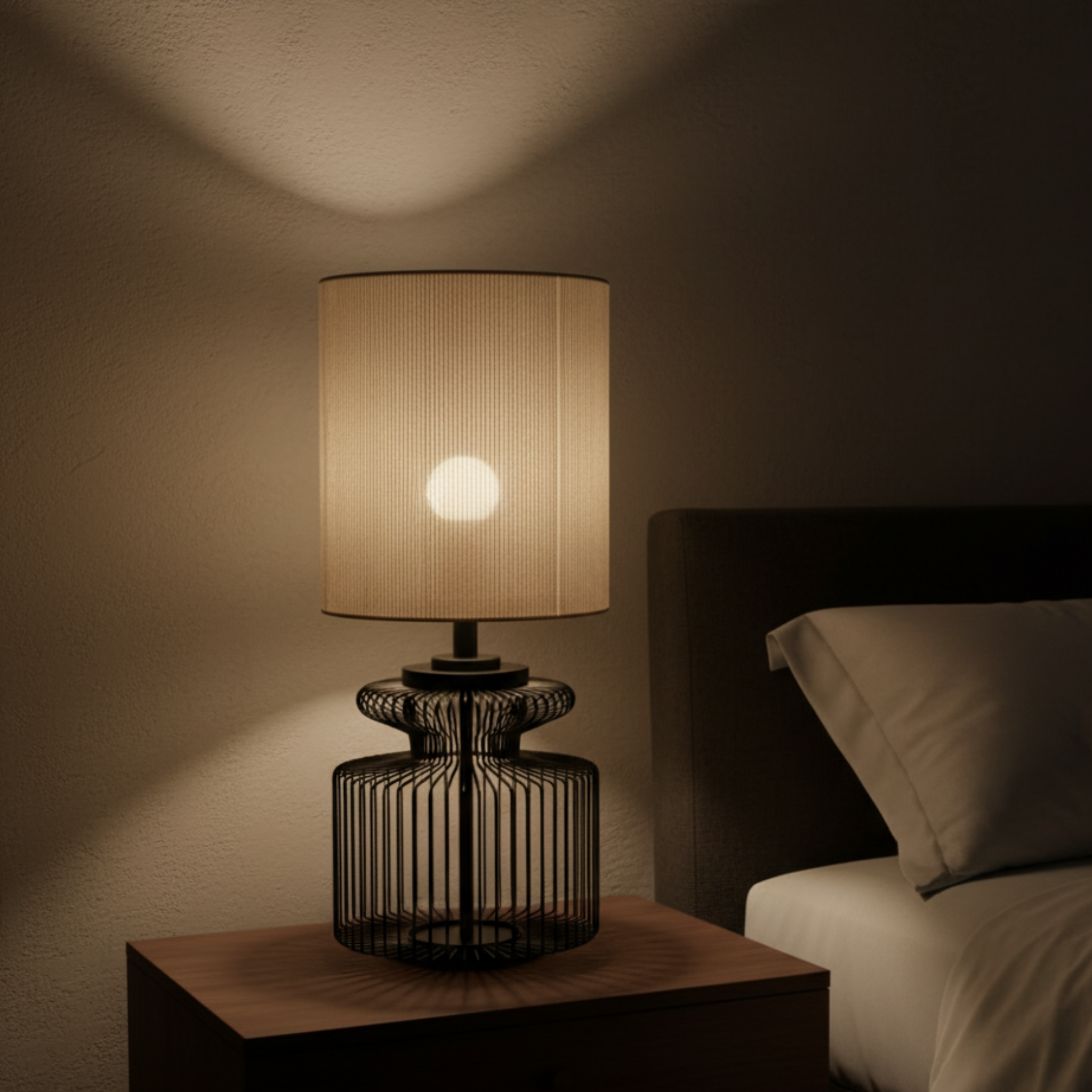 Grande Lampe de Table Design | Métal Filaire & Jute | Tunisie