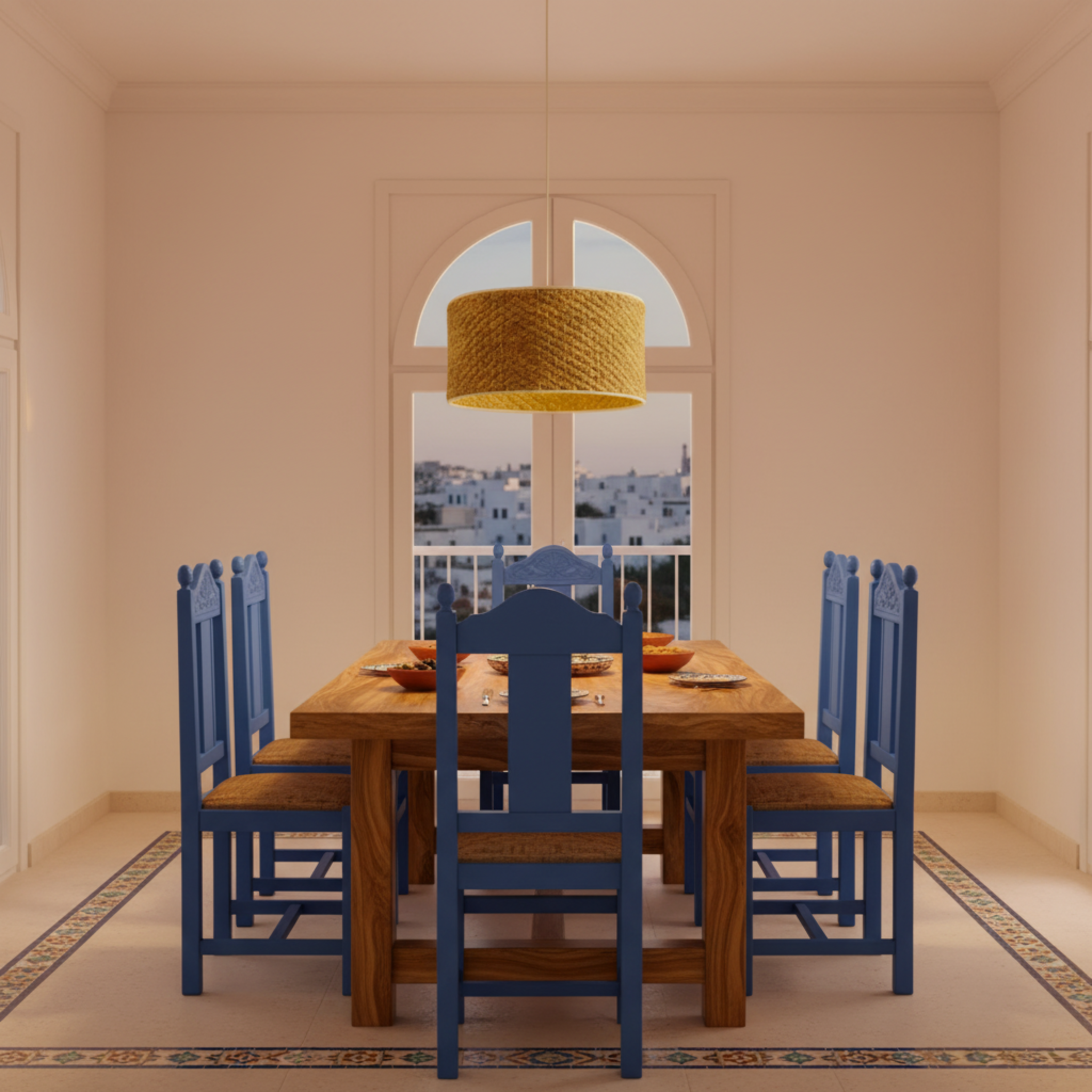 Suspension Cylindrique "Soleil Tunisien" | Fibres Tressées | Tunisie