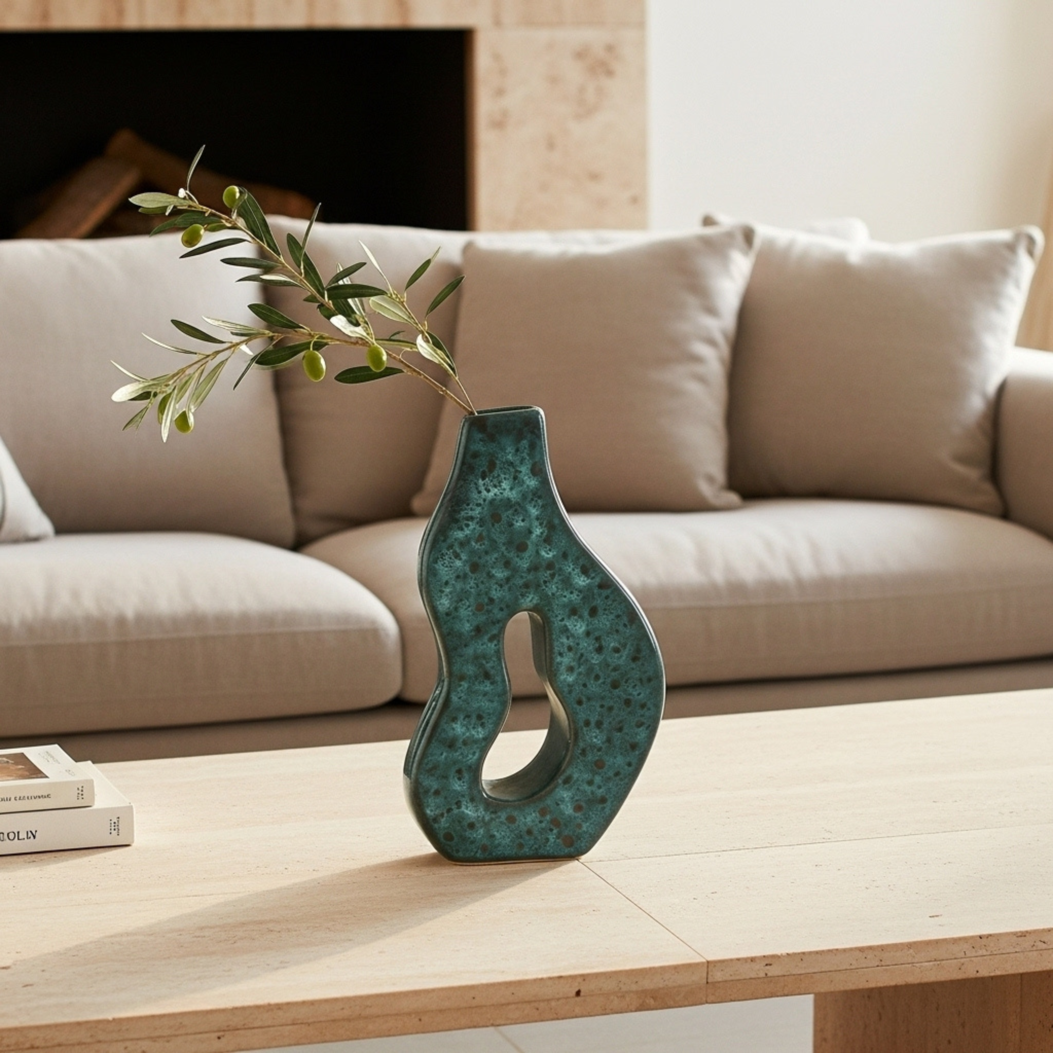 Vase en céramique sculptural – forme organique ajourée