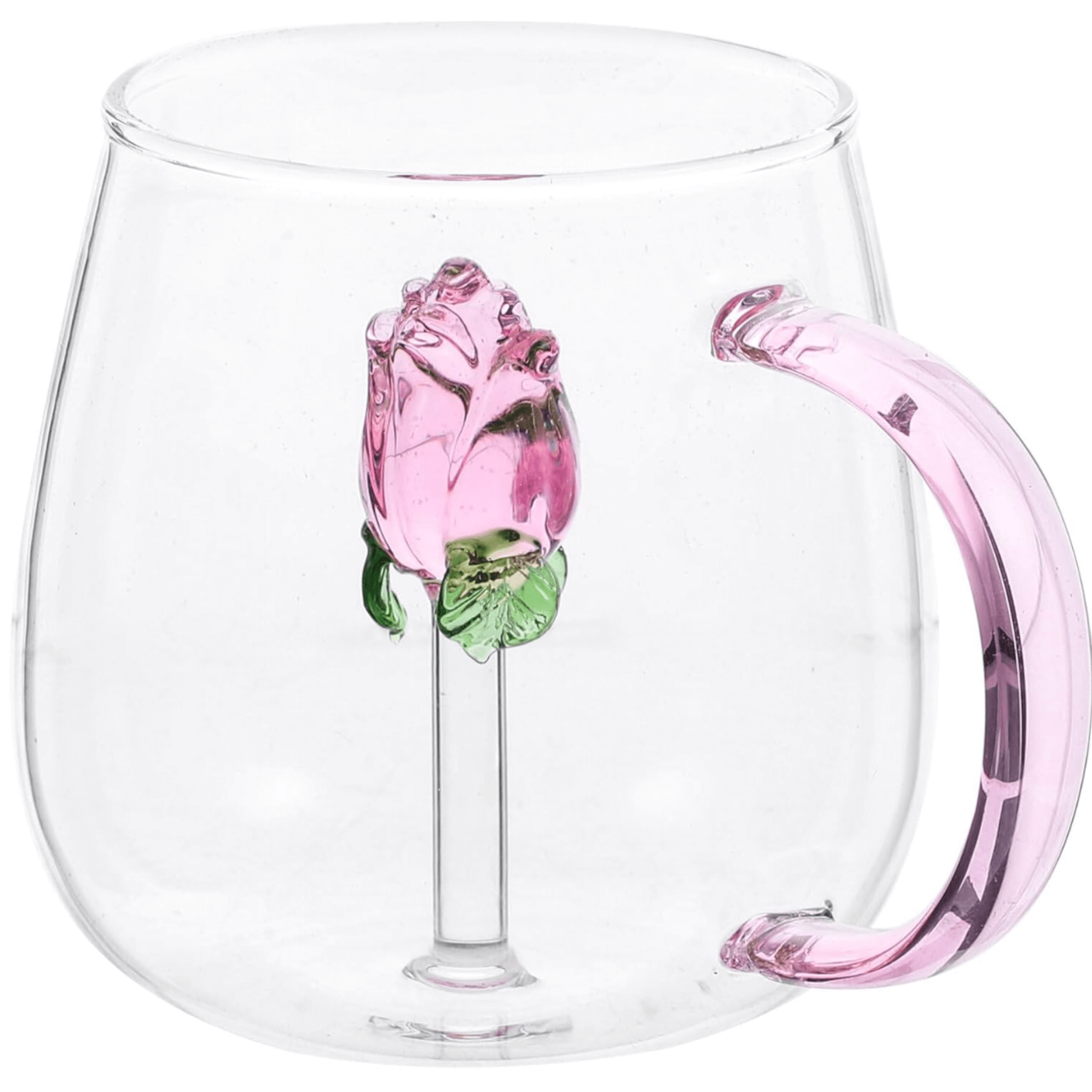 Tasse à Café en Verre avec Rose | Design Fleur | Fiolla Home