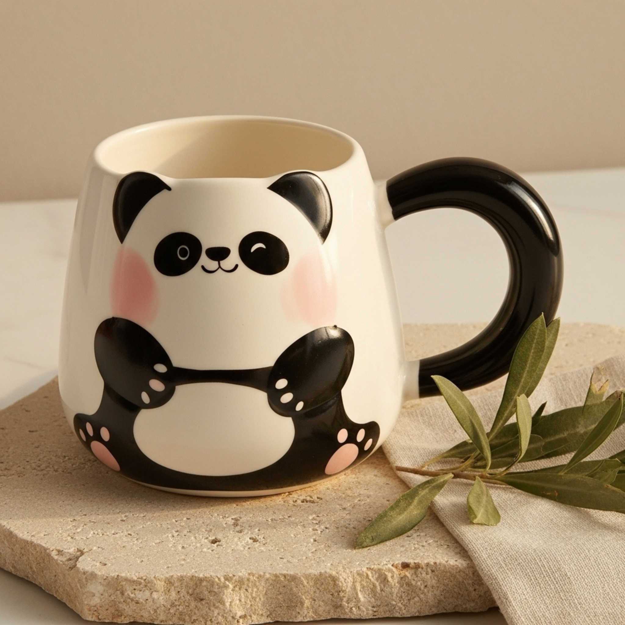 Mug Panda en Céramique – Anse Noire Confort | Fiolla Home