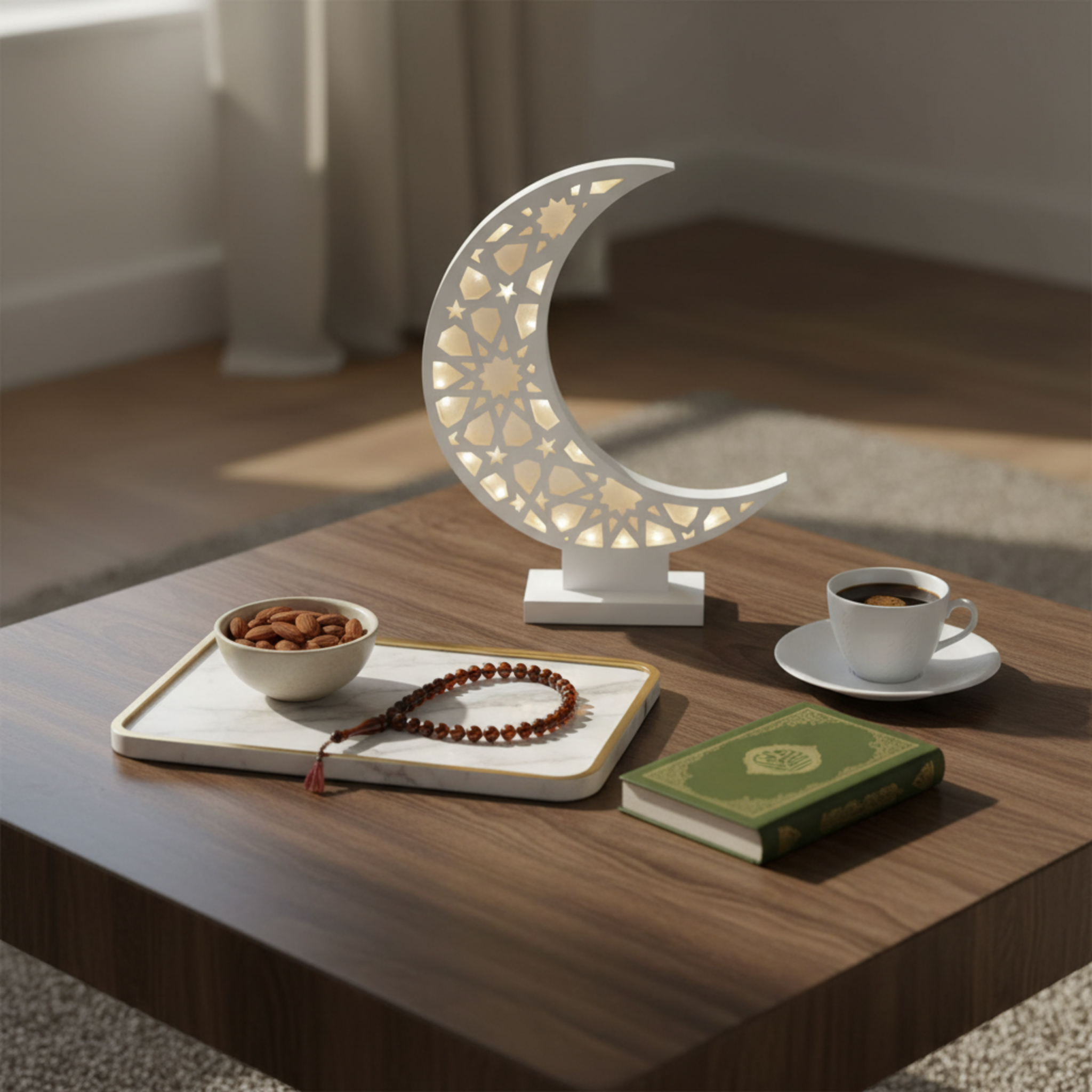 Hilal Lumineux Petit Format – Déco Table Ramadan & Étagère Tunisie